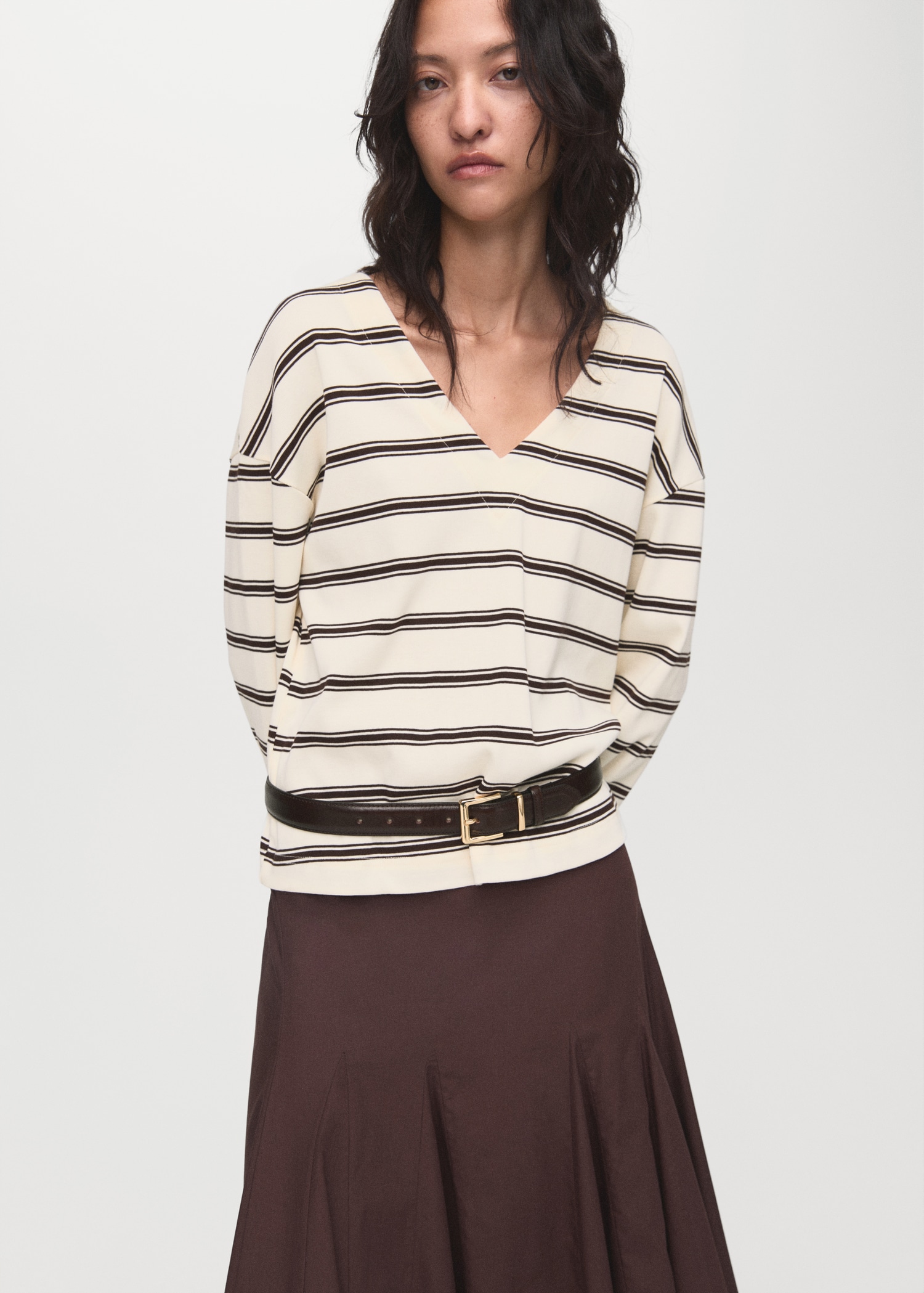 Striped cotton-blend sweatshirt - Medium plane