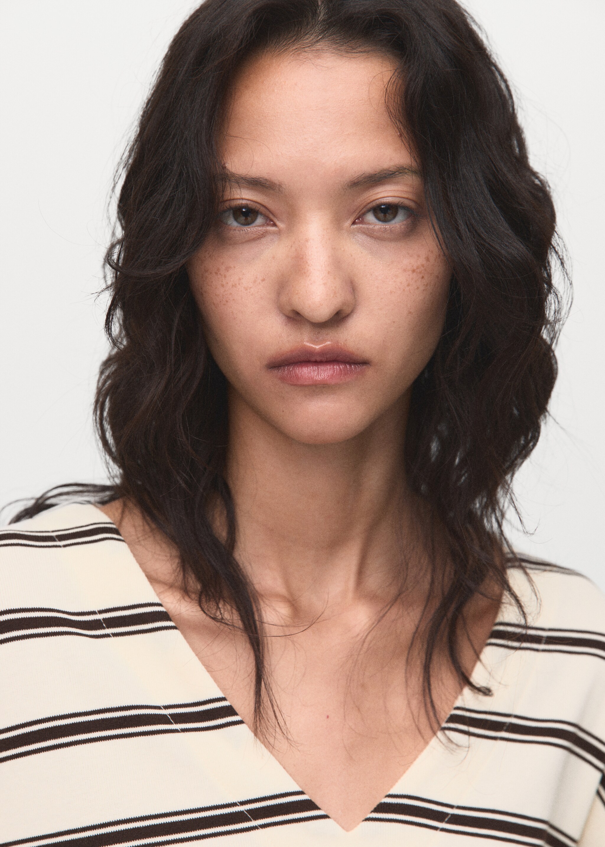 Striped cotton-blend sweatshirt - Details of the article 1, Ecru. Ref: 17084145-00.