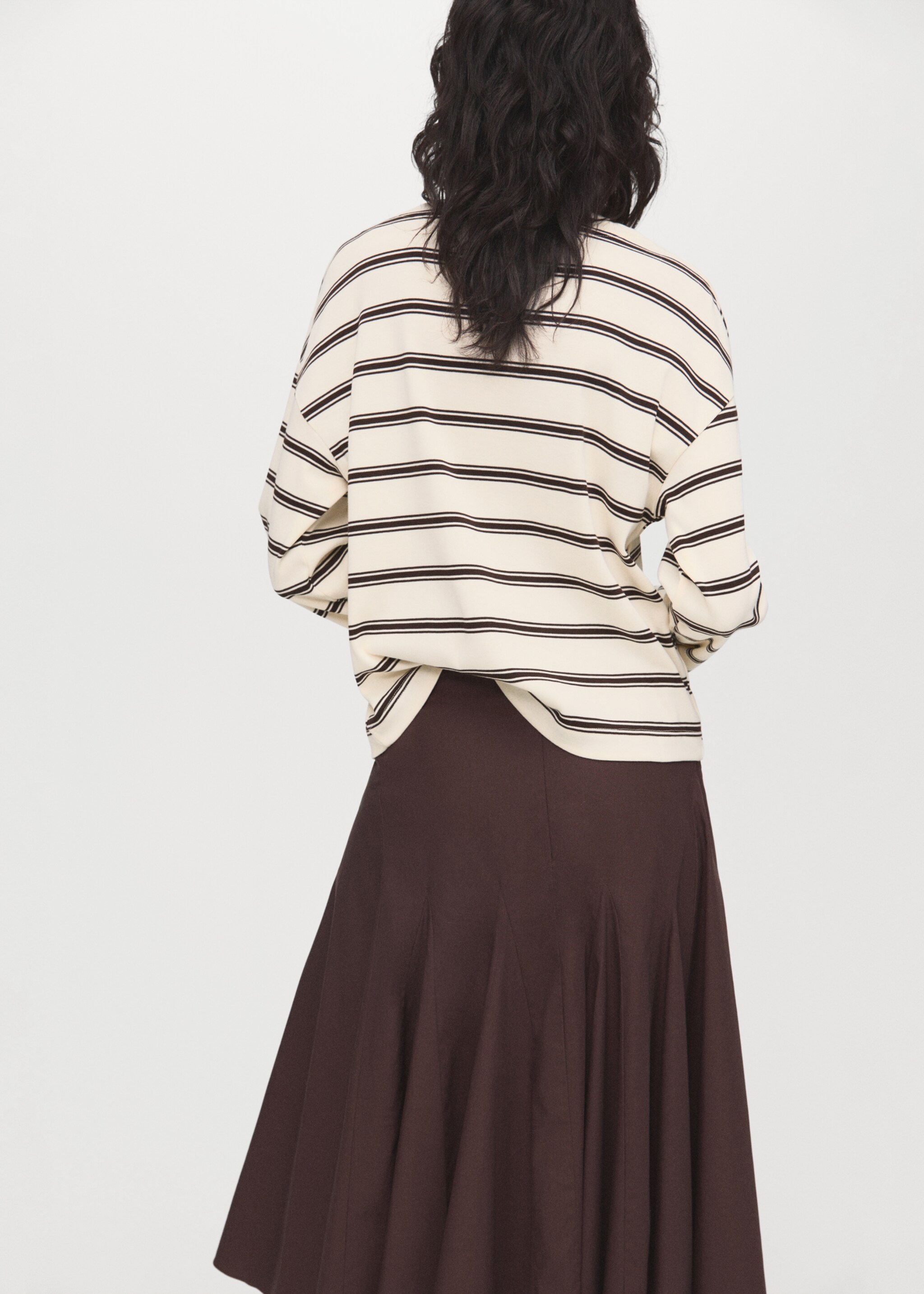 Striped cotton-blend sweatshirt - Reverse of the article, Ecru. Ref: 17084145-00.
