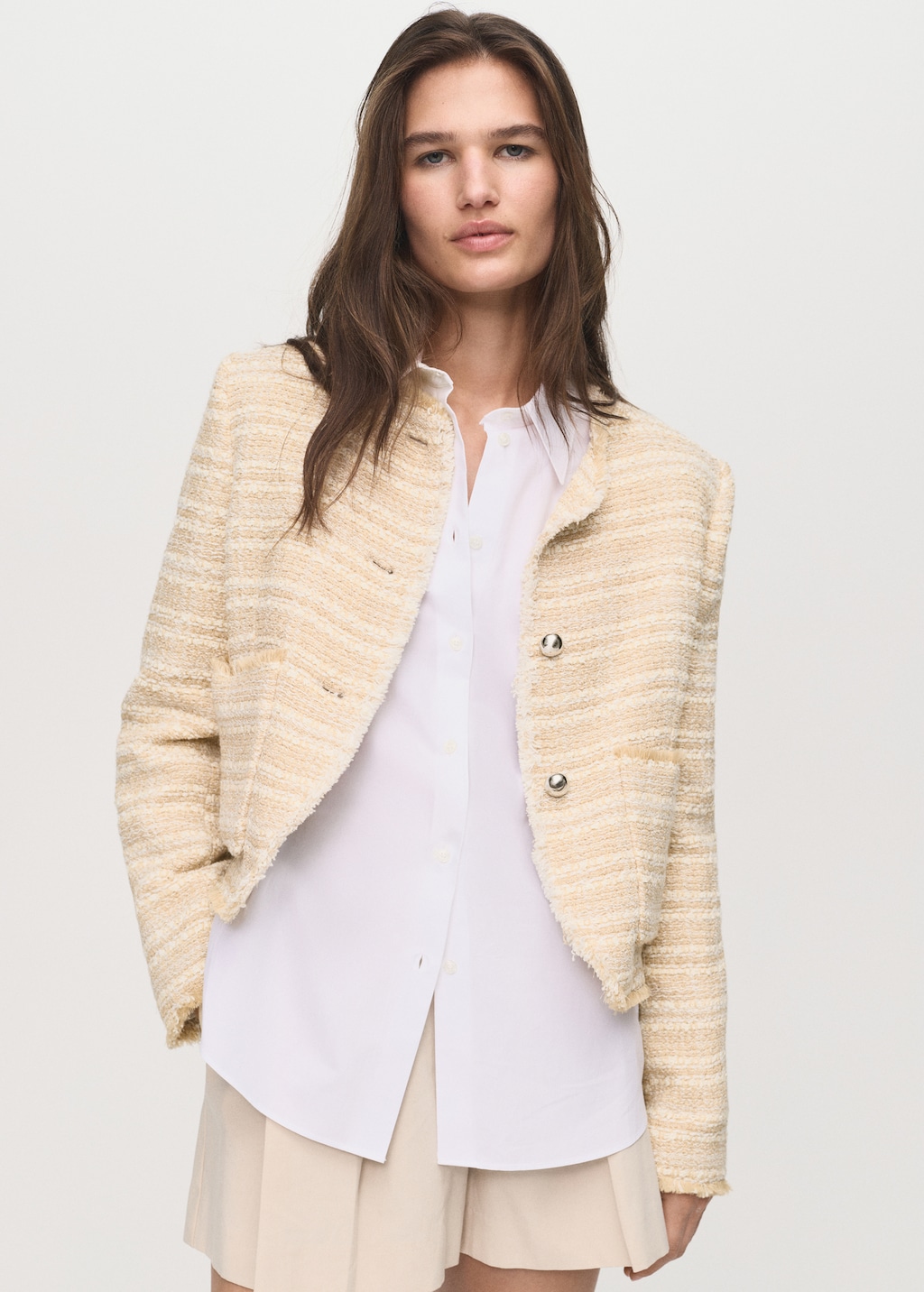 Chaqueta tweed botones joya