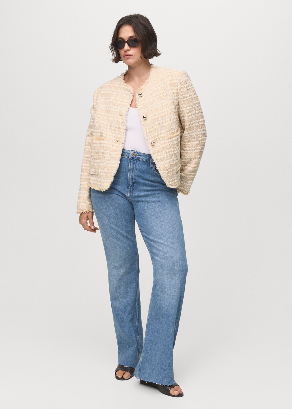 Mango Tweed jacket with jewel buttons