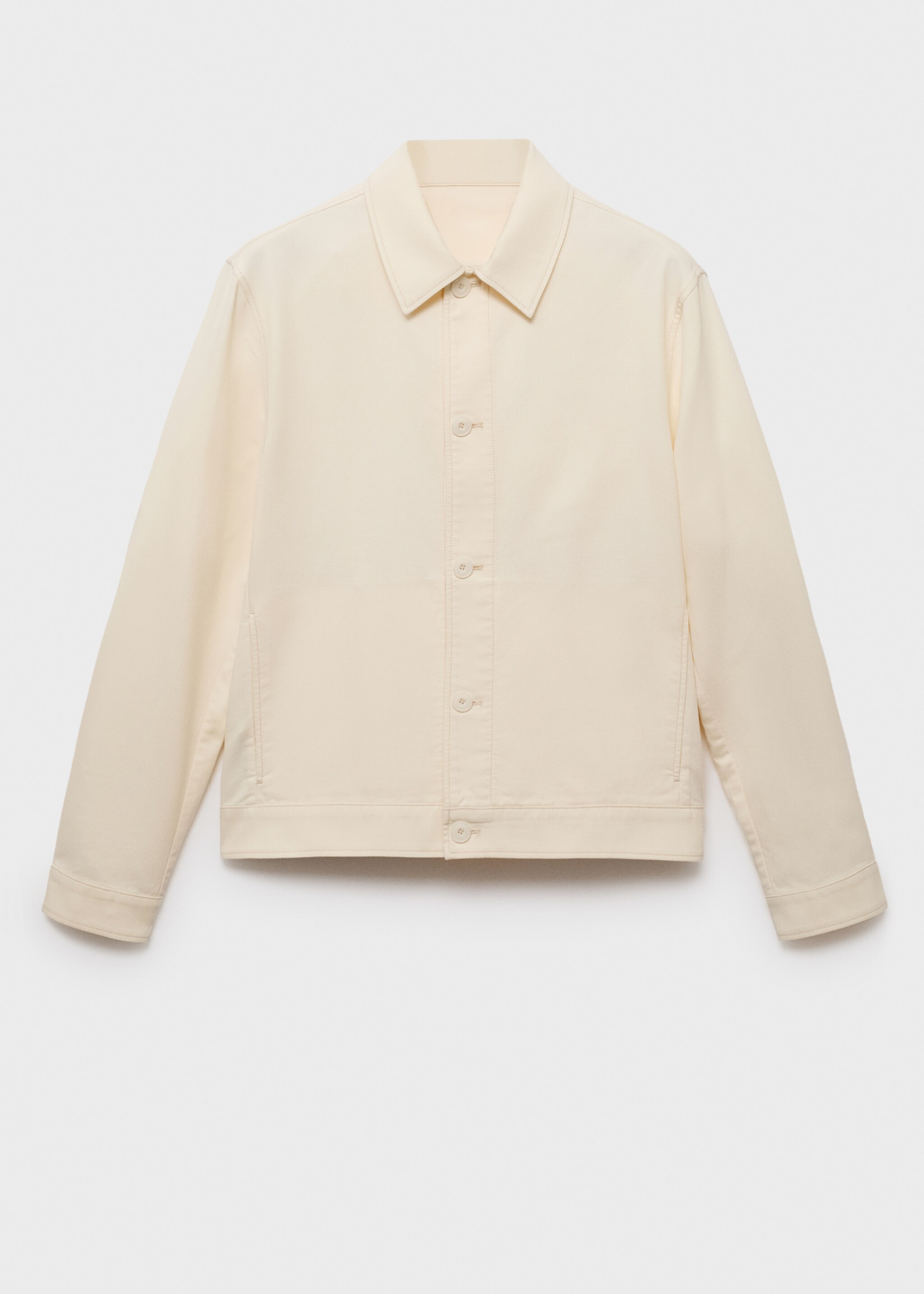 Straight cotton jacket with buttons - Article without model, Ecru. Ref: 17084402-00.