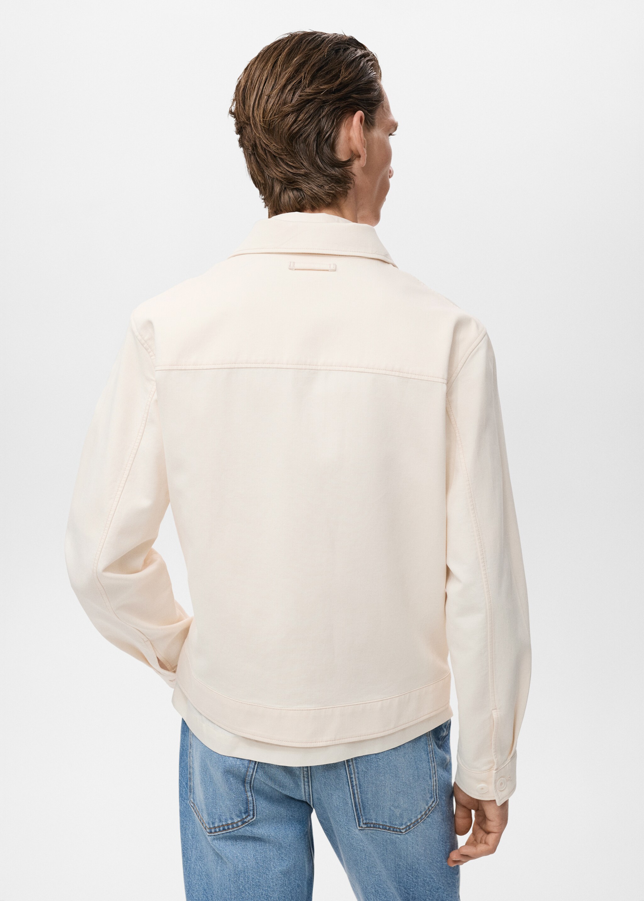Straight cotton jacket with buttons - Reverse of the article, Ecru. Ref: 17084402-00.
