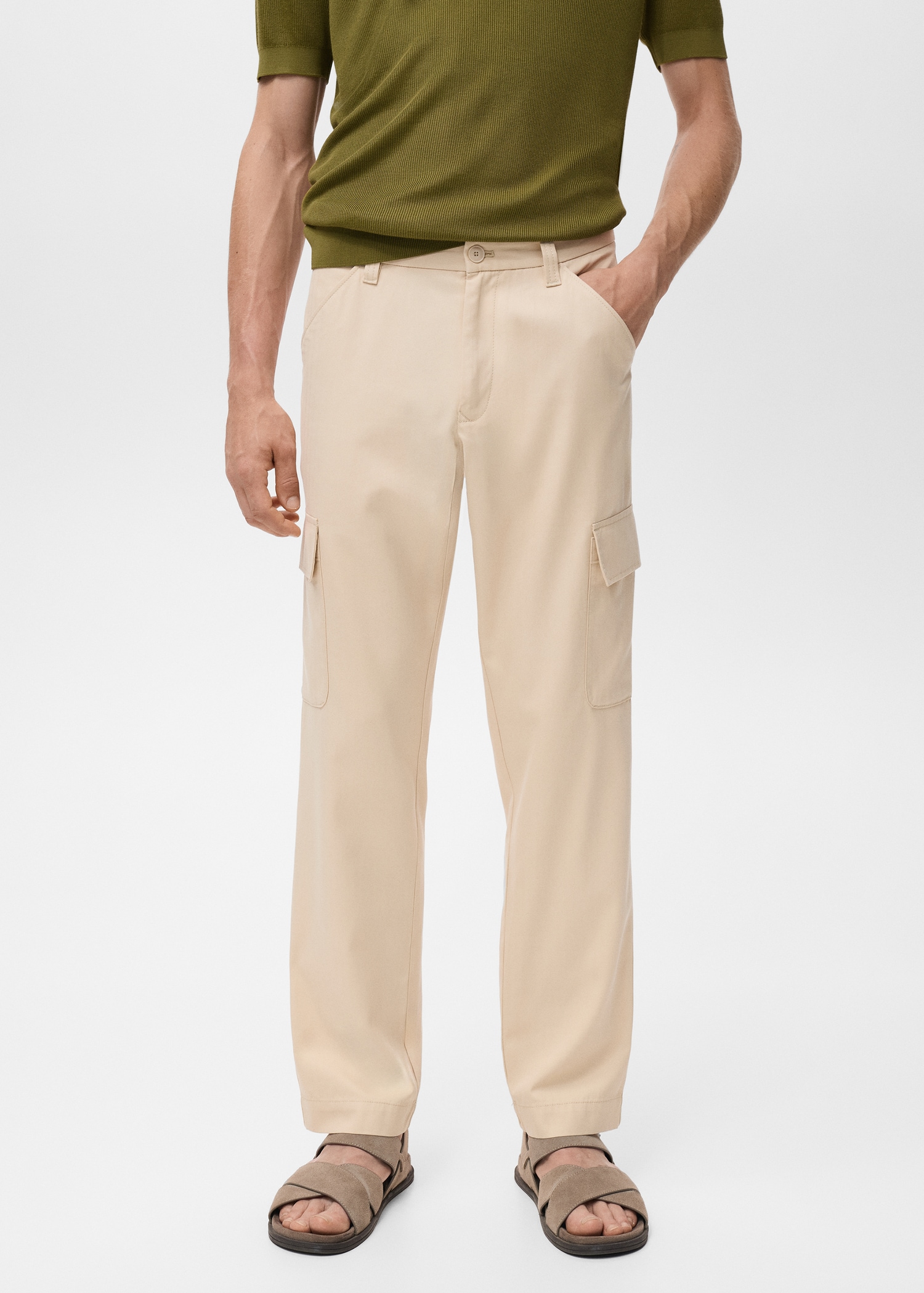 Cotton lyocell cargo pants Men MANGO Philippines - Main Image