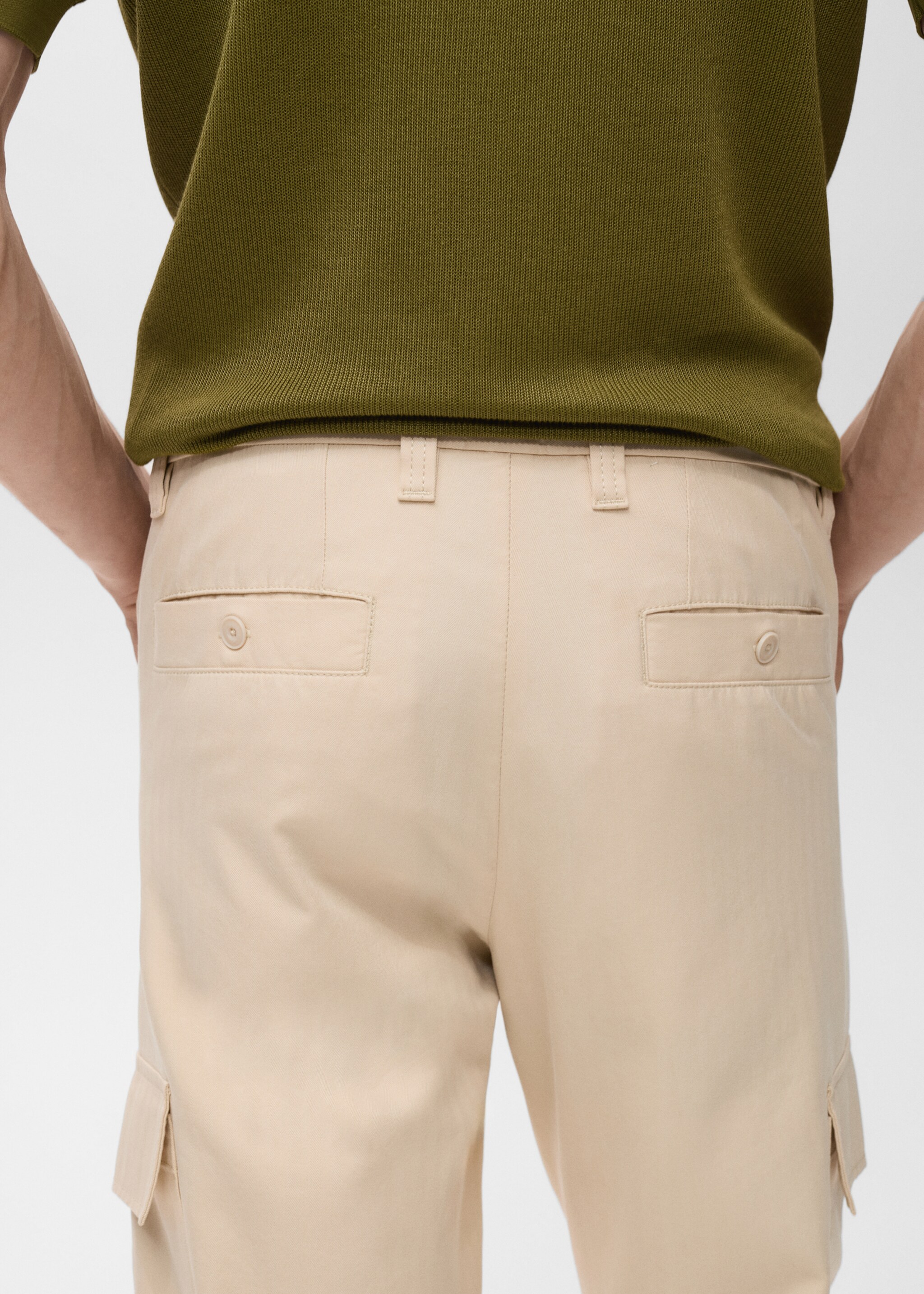 Cotton and lyocell cargo pants - Details of the article 6, Beige. Ref: 17084404-00.