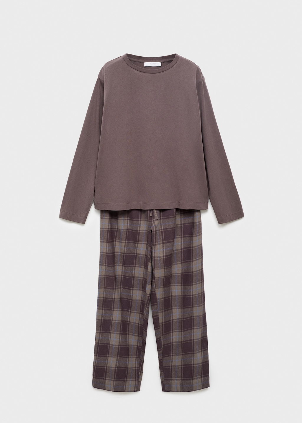 Two-piece flannel check pajamas