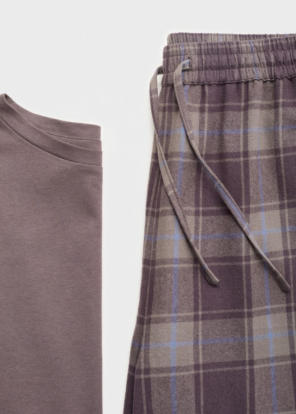 Two-piece flannel check pajamas