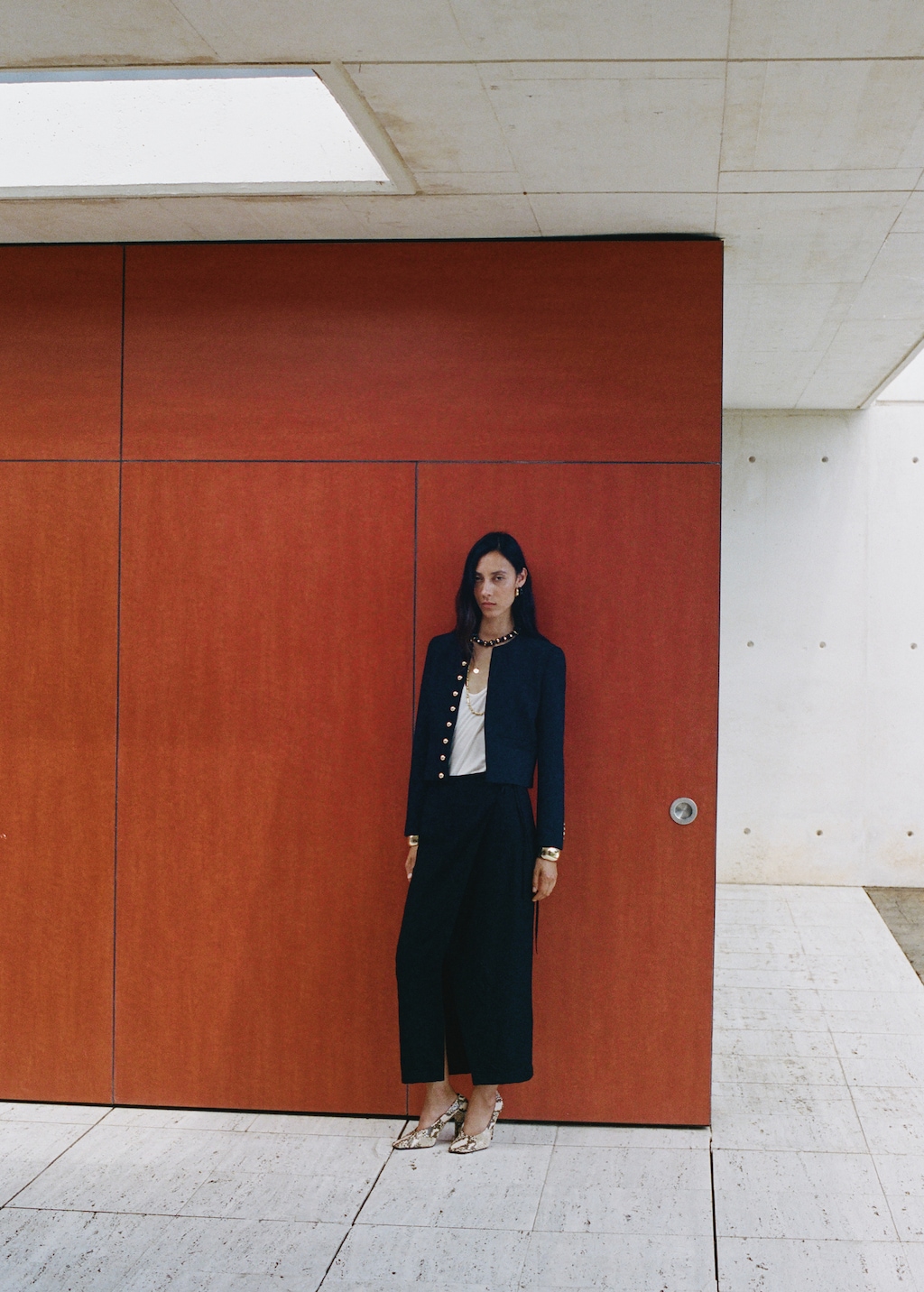 Creased-effect wrap-around skirt