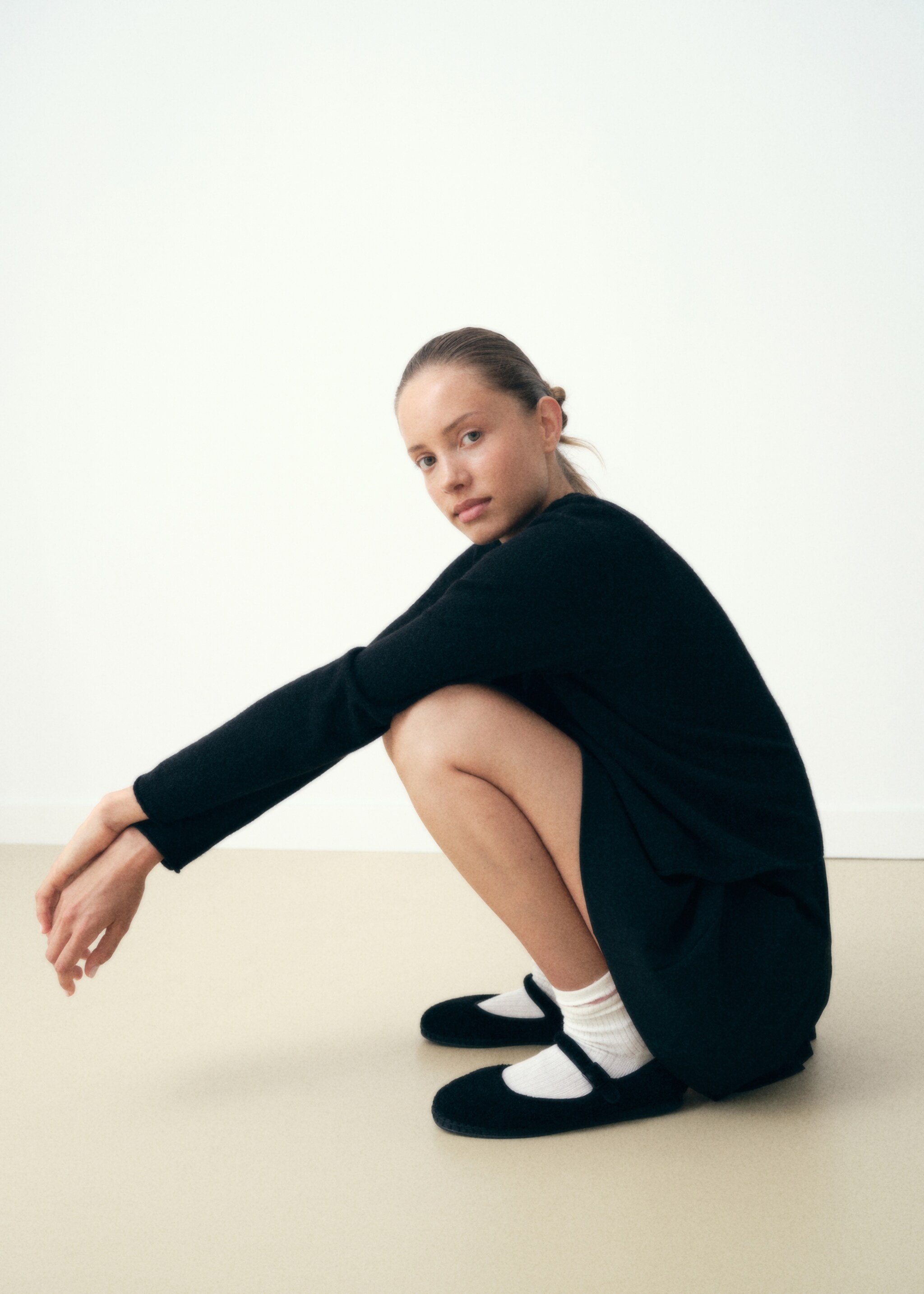 Sheepskin ballet flats - Details of the article 5, Black. Ref: 17084424-00.