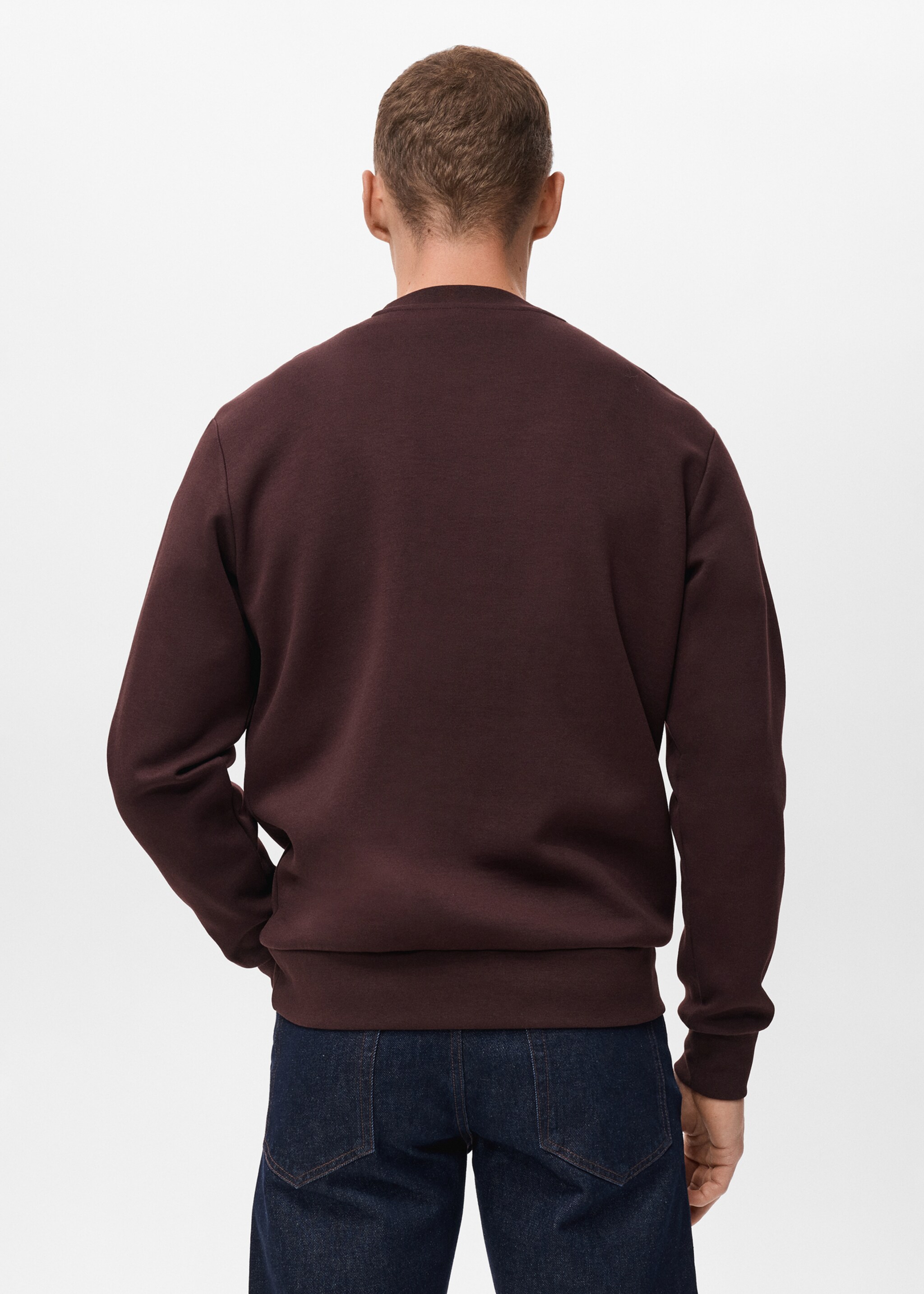 Regular-fit cotton sweatshirt - Reverse of the article, Wine. Ref: 17084425-00.