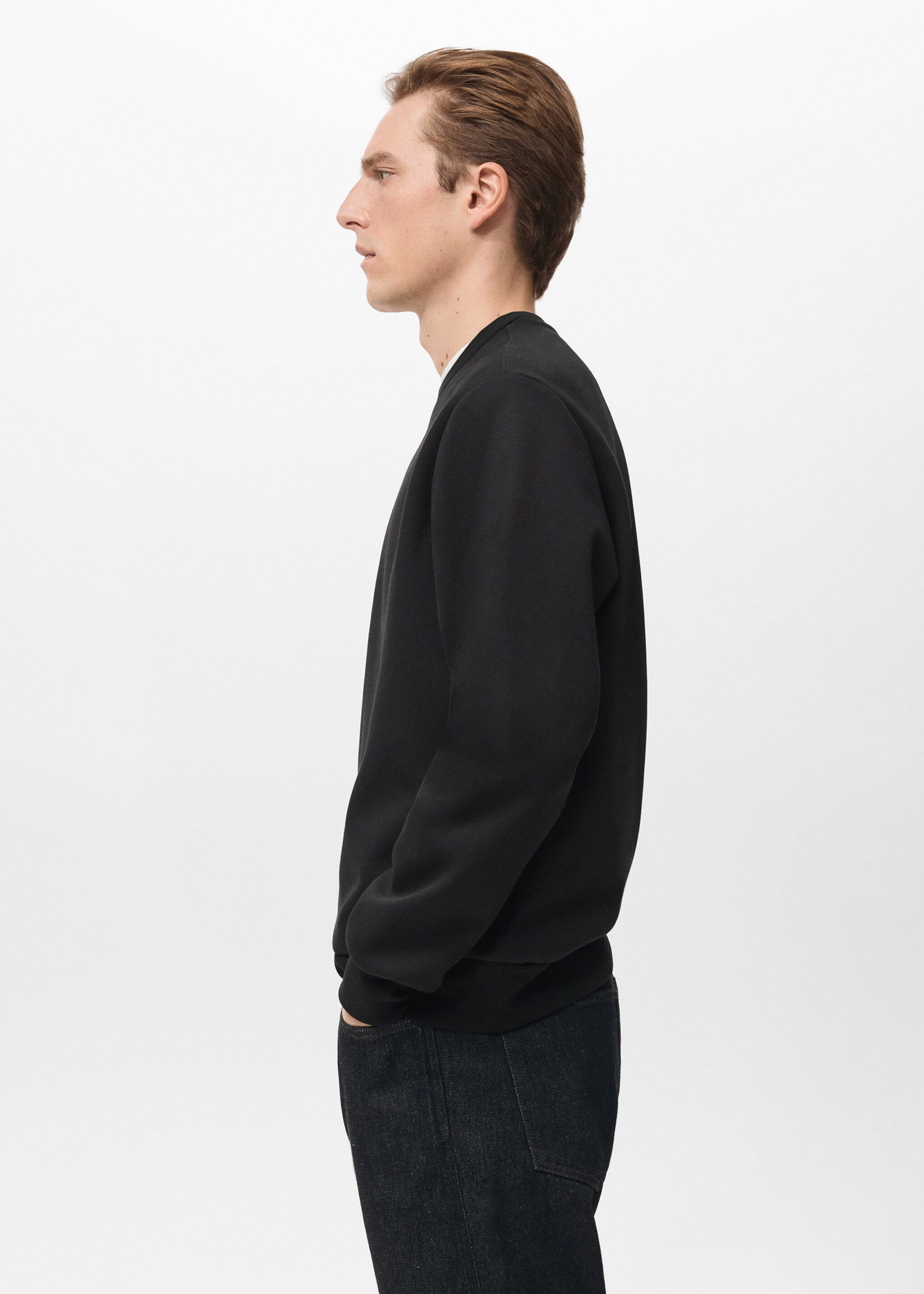 Regular-fit cotton sweatshirt - Details of the article 2, Black. Ref: 17084425-00.