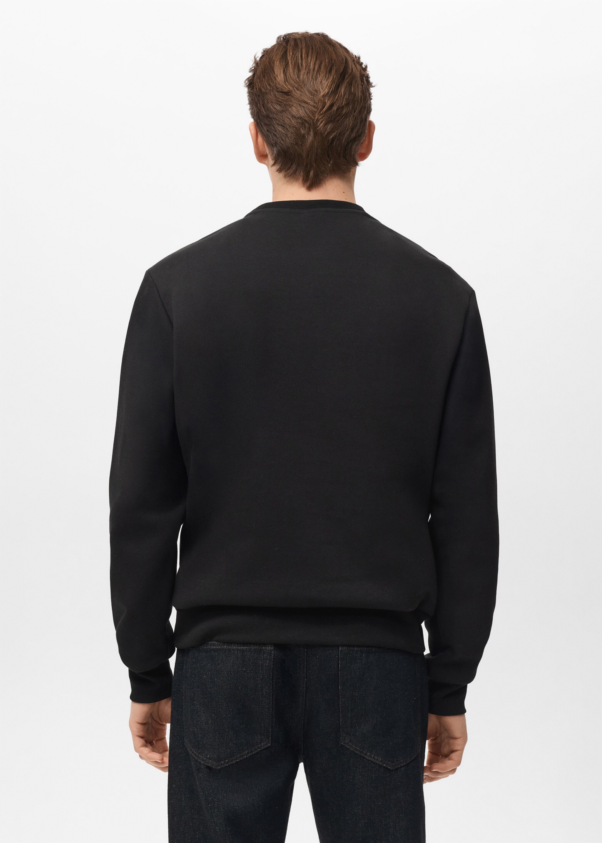 Regular-fit cotton sweatshirt - Reverse of the article, Black. Ref: 17084425-00.