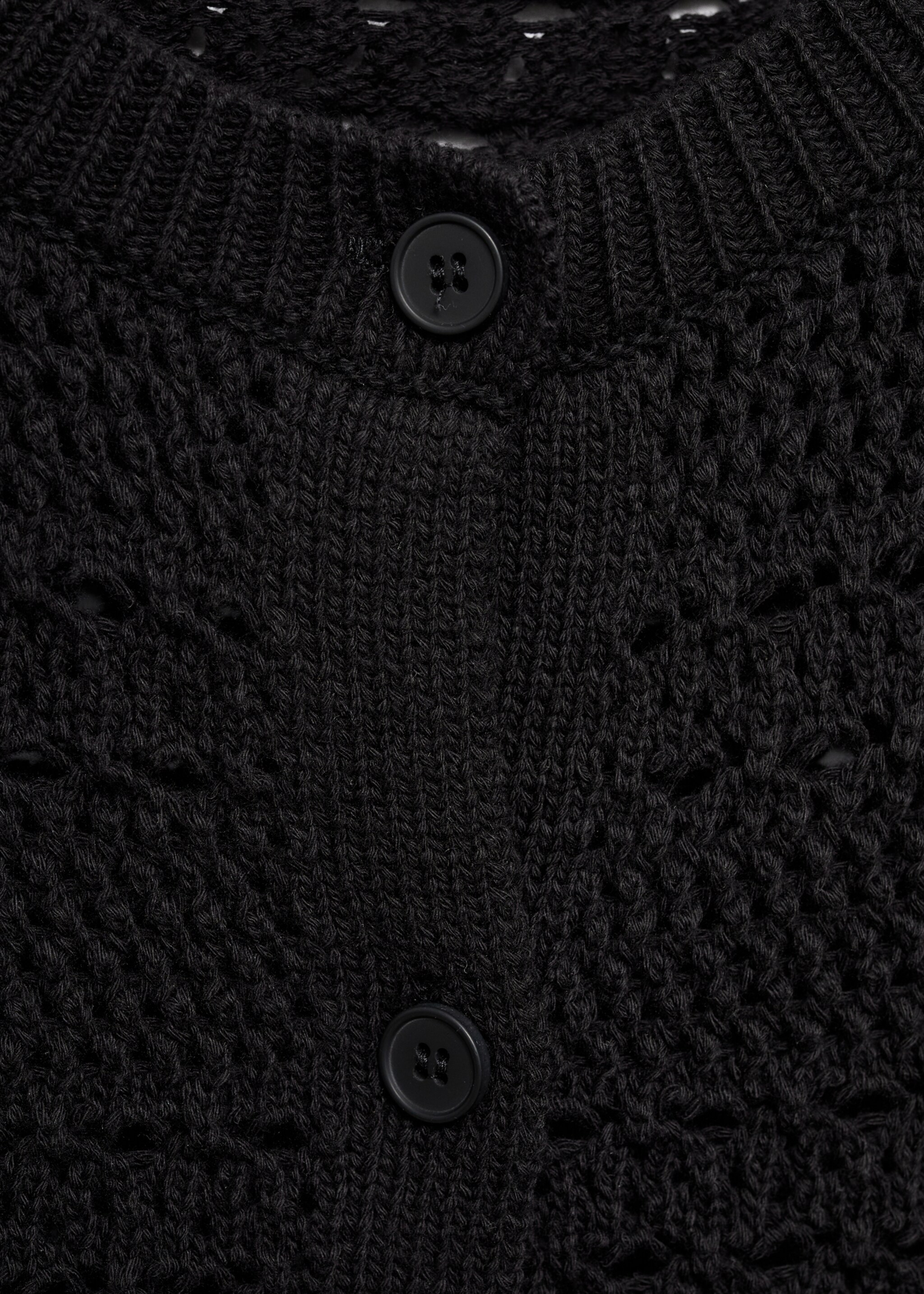 Cardigan crochet manches courtes - Détail de l'article 0, Noir. Ref: 17084443-00.