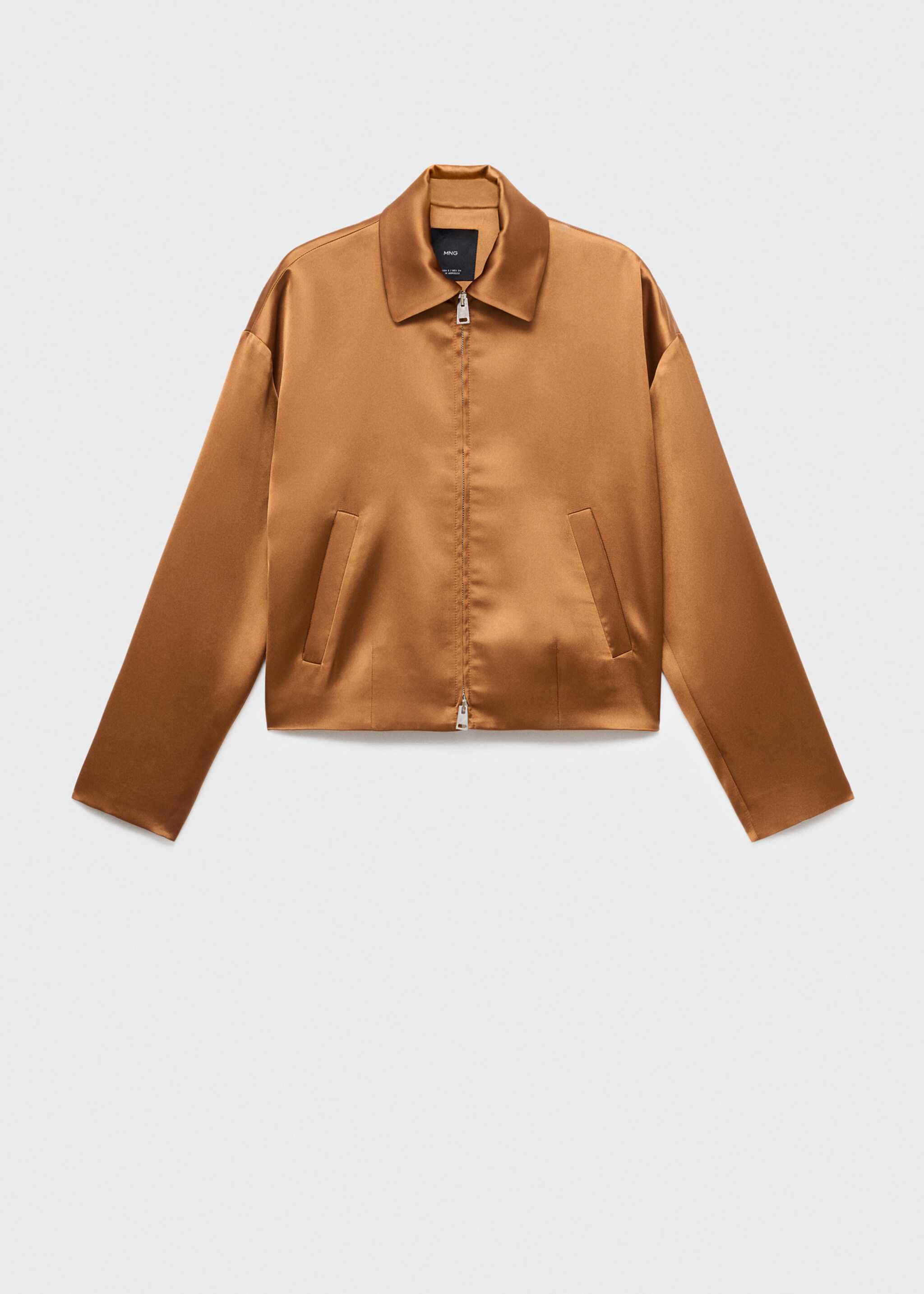 Satin jacket with pockets - Article without model, Cognac. Ref: 17084447-00.