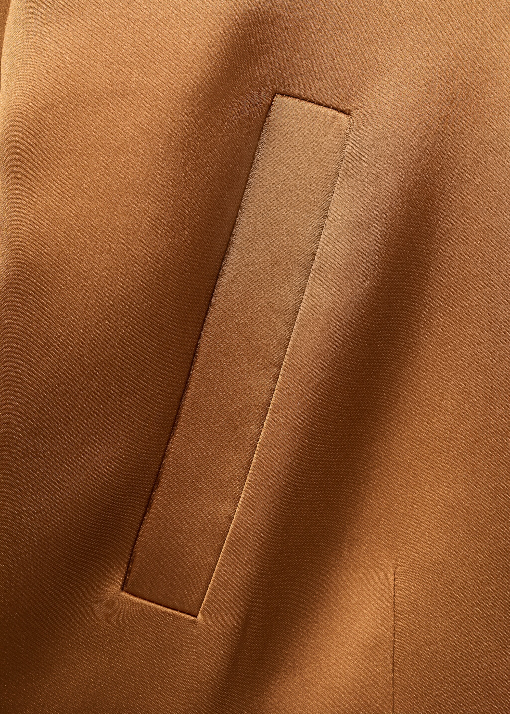 Satin jacket with pockets - Details of the article 0, Cognac. Ref: 17084447-00.