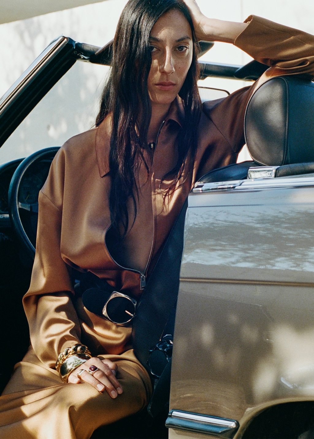 Satin jacket with pockets