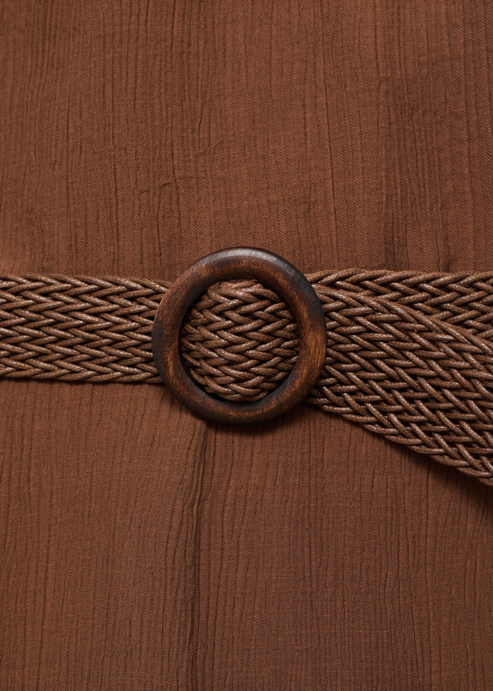 Pleated jumpsuit with belt - Details of the article 8, Brown. Ref: 17084448-00.
