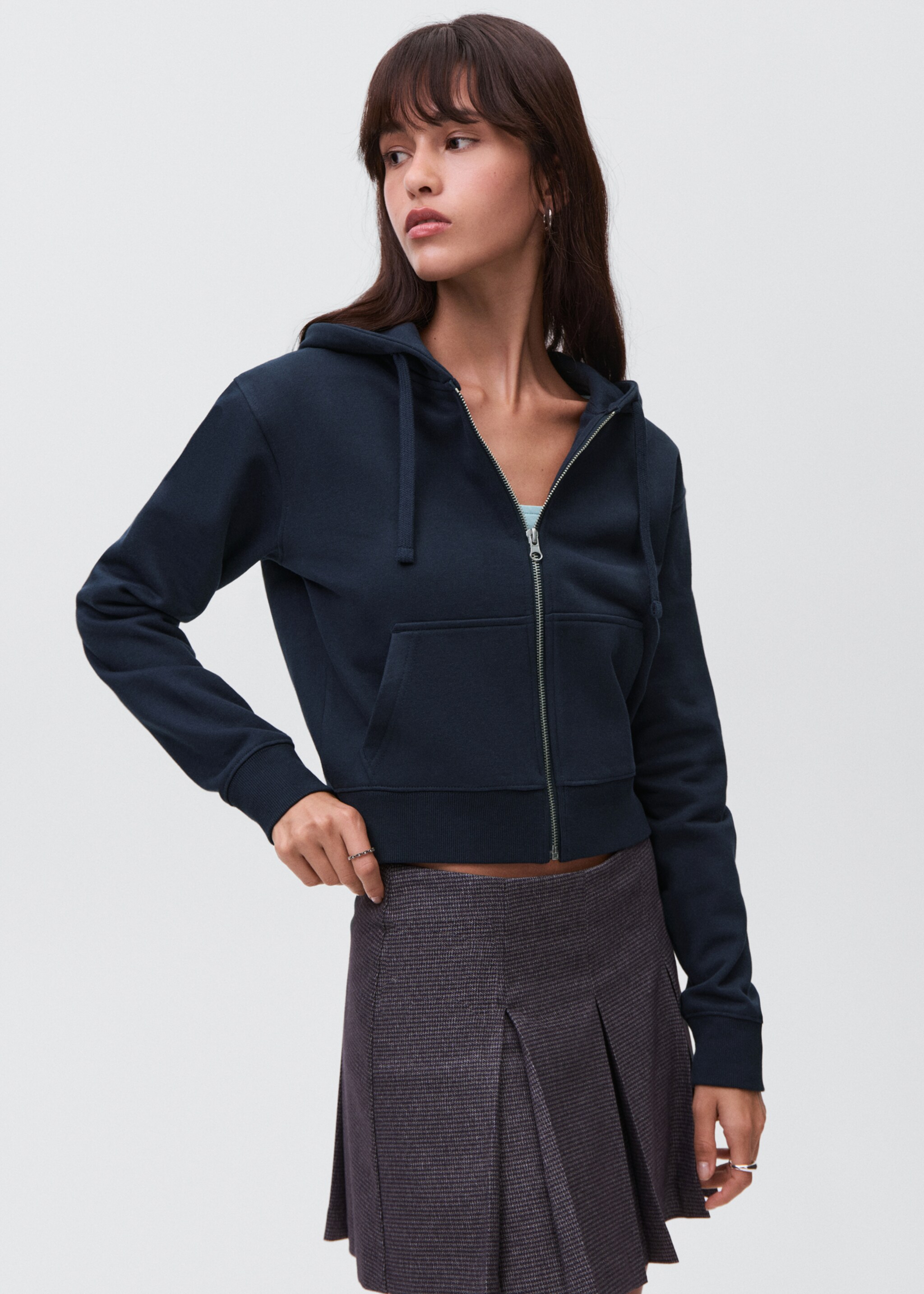 Zipped hoodie - Medium plane, Dark Navy. Ref: 17084773-00.