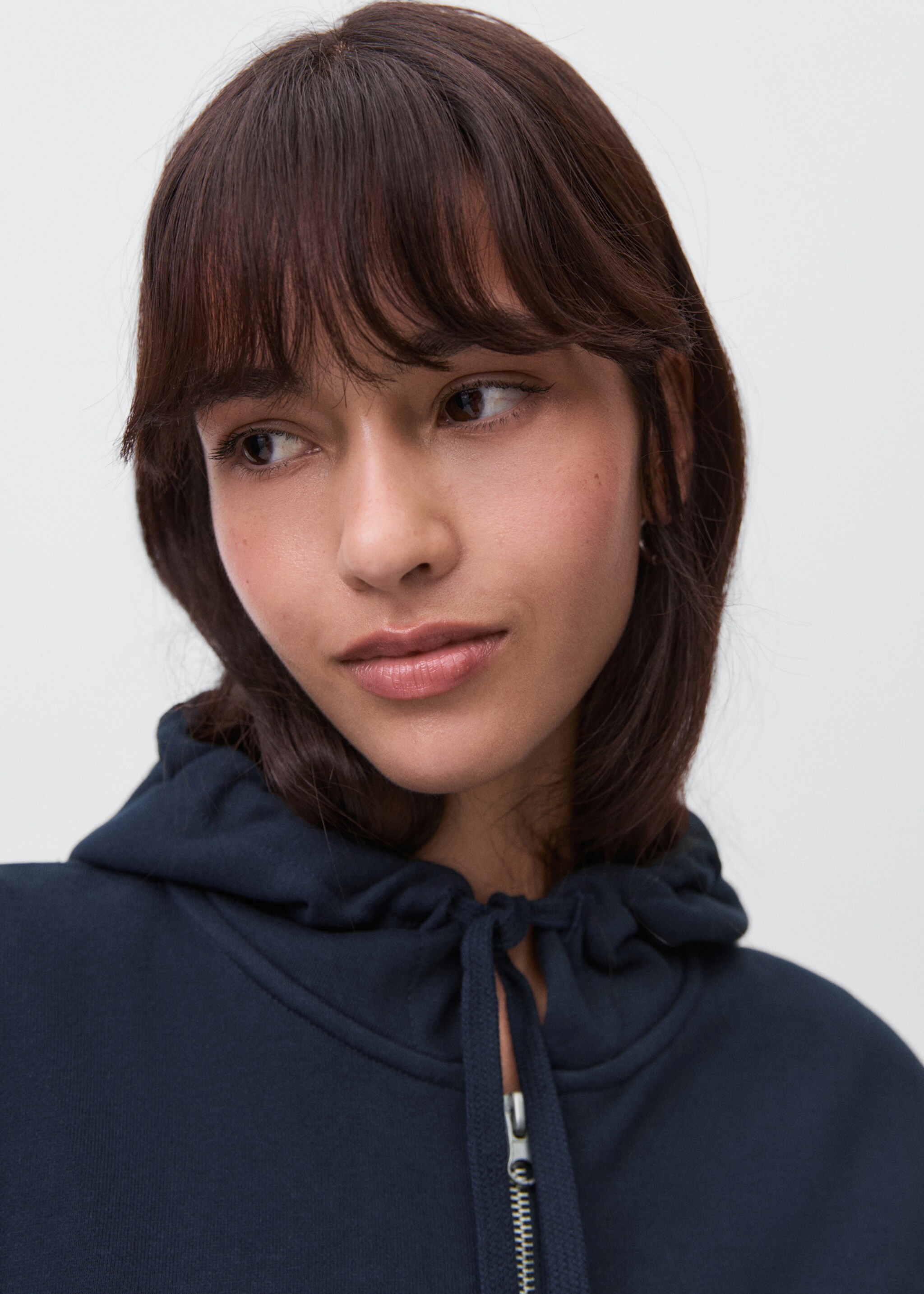 Zipped hoodie - Details of the article 1, Dark Navy. Ref: 17084773-00.