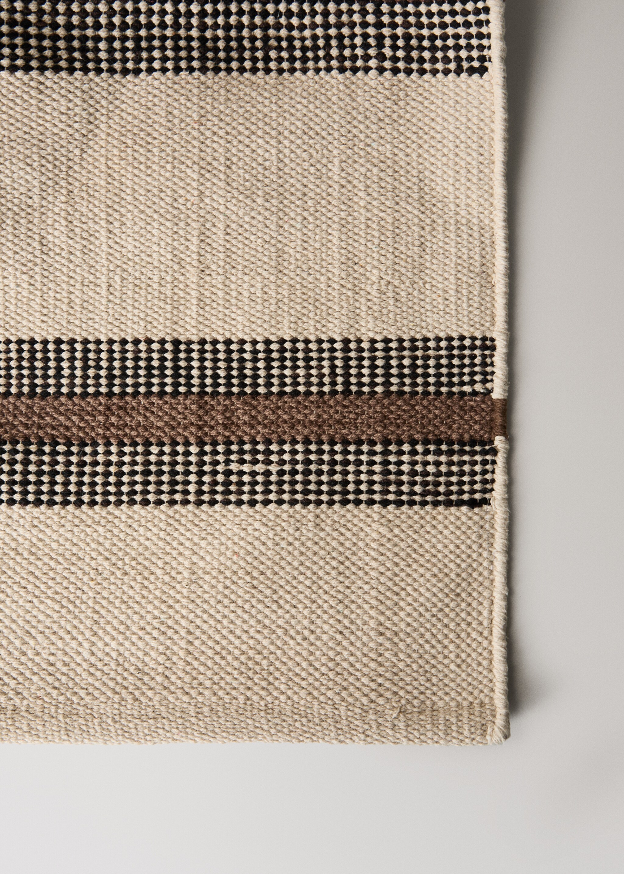 Бавовняний килим з смугастим дизайном - Детальніше про товар 2, Пісочний. Ref: 17084784-00.