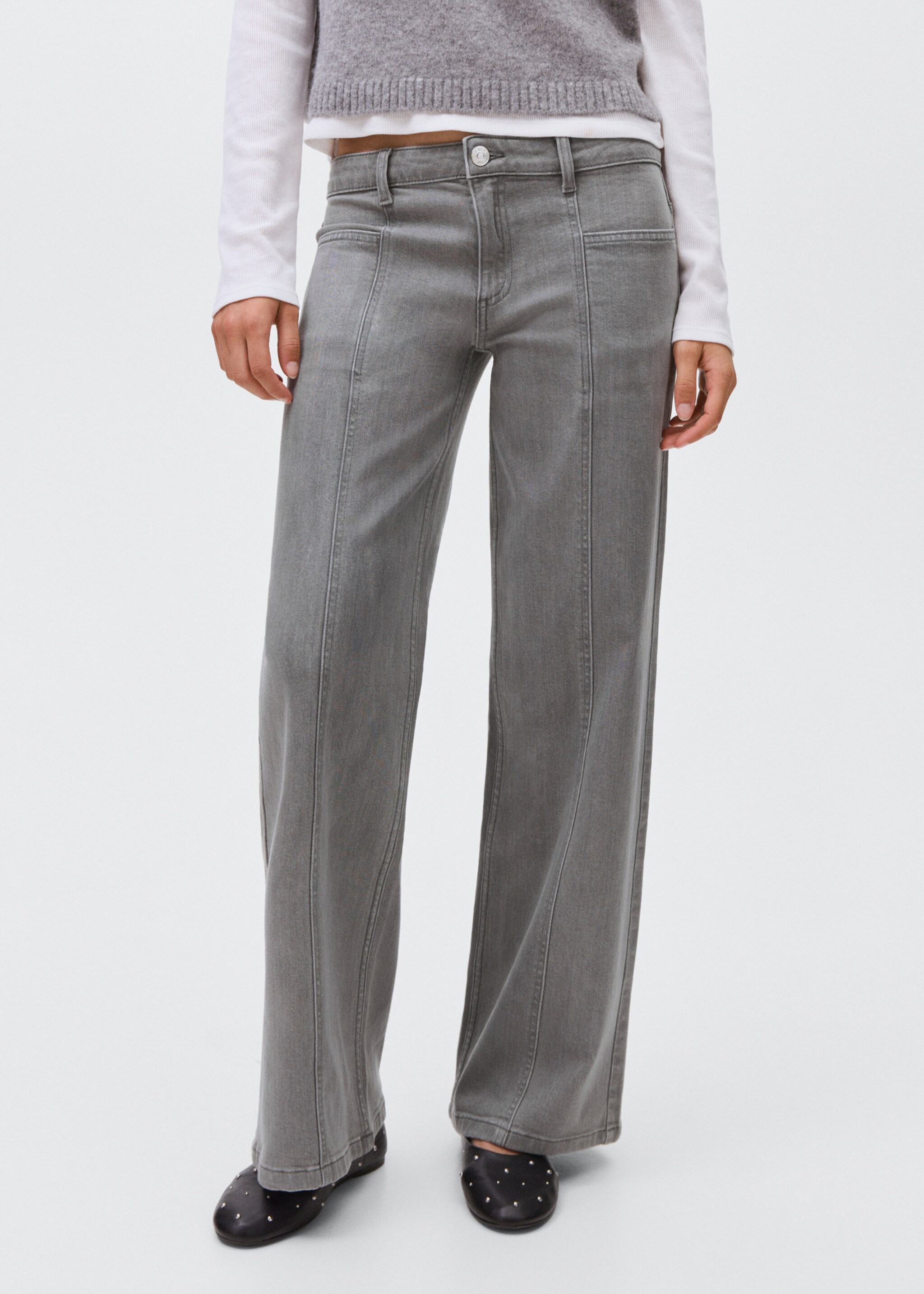 Jeans with embroidered stars - Medium plane, Denim Grey. Ref: 17084785-00.