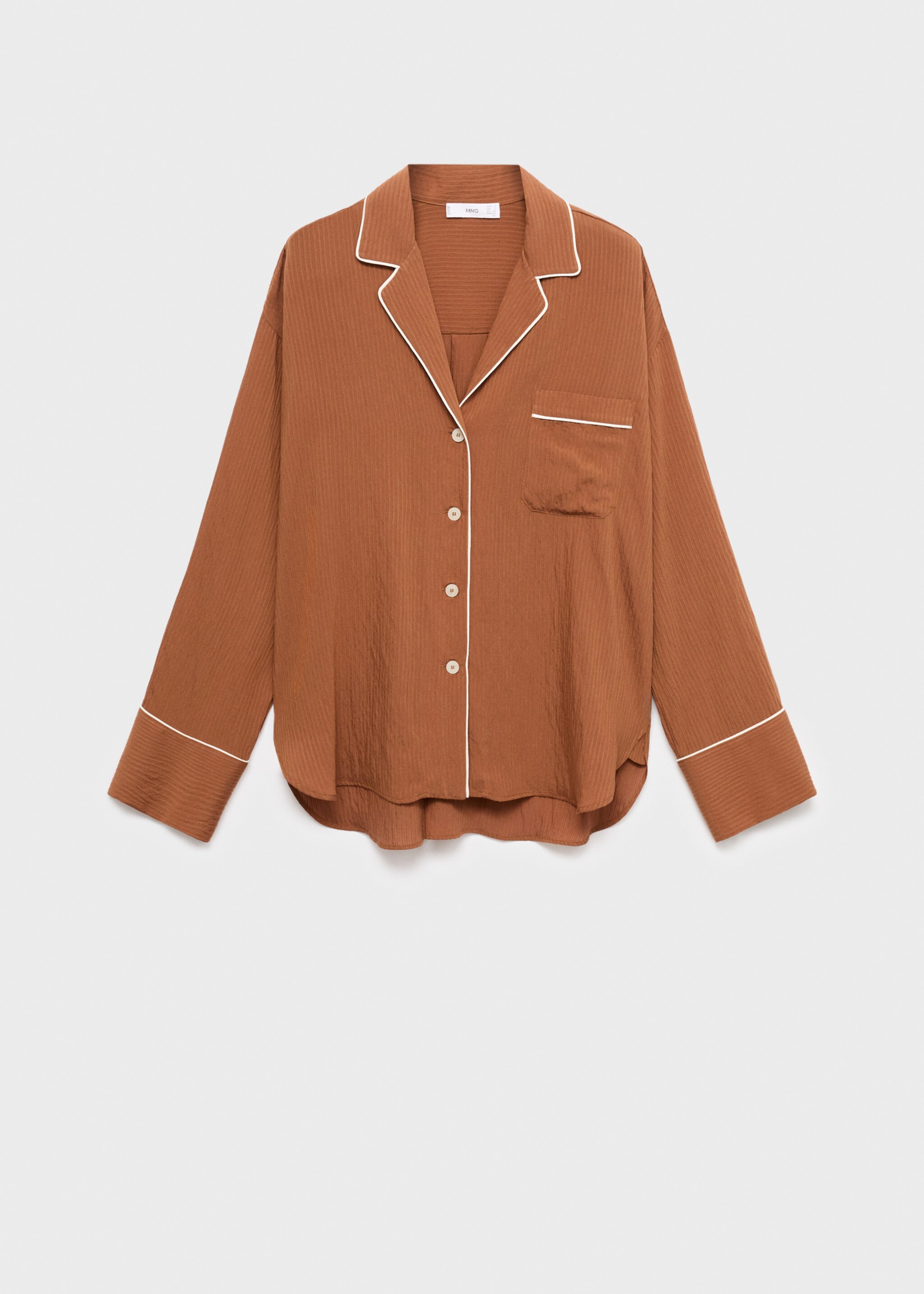 Chemise texture avec détails contrastés - Article sans modèle, Marron. Ref: 17084788-00.