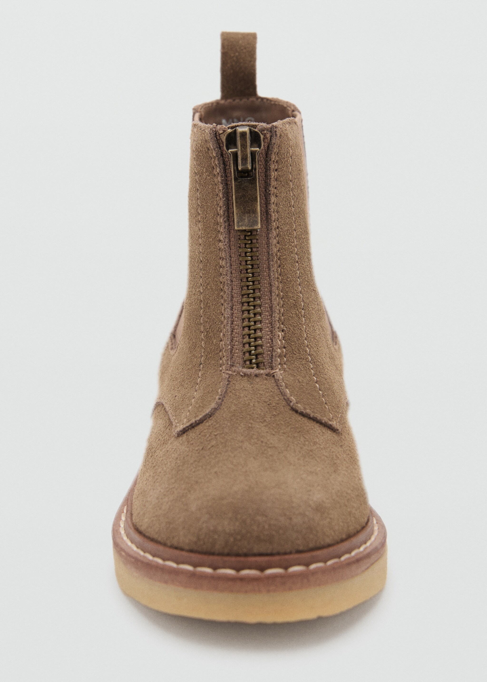 Suede leather ankle boots - Details of the article 1, Medium Brown. Ref: 17085142-00.