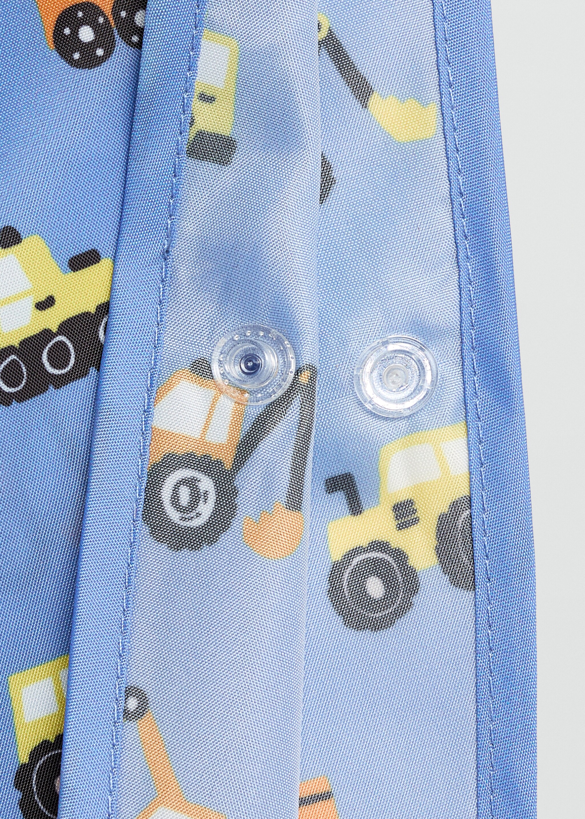 Raincoat with car print - Details of the article 1, Blue. Ref: 17085144-00.
