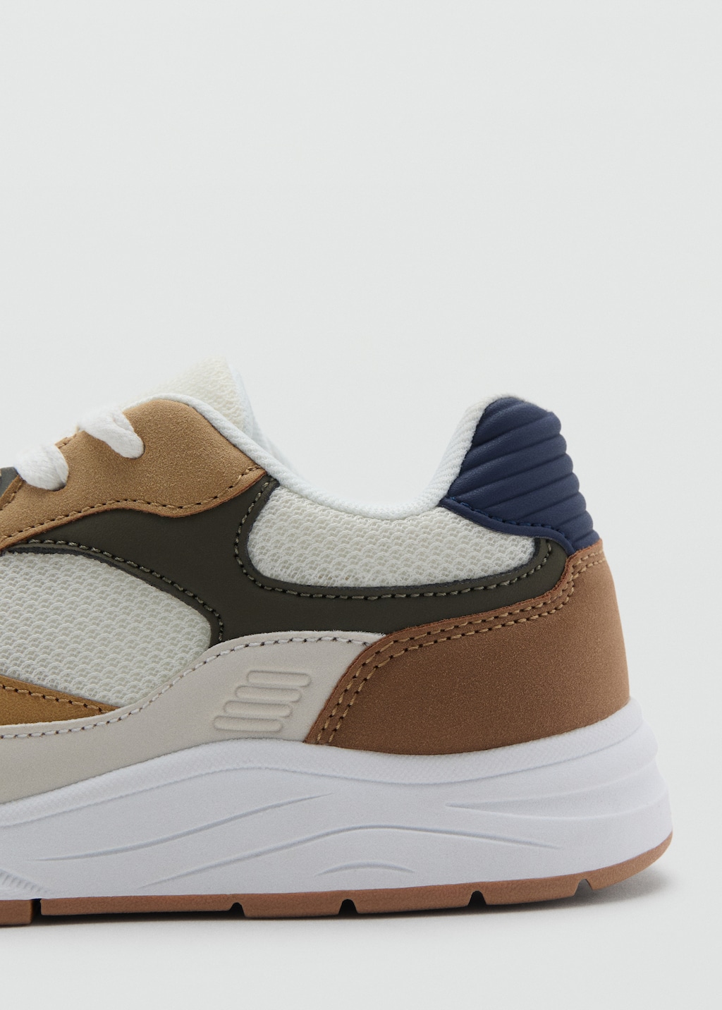 Lace-up mixed sneakers