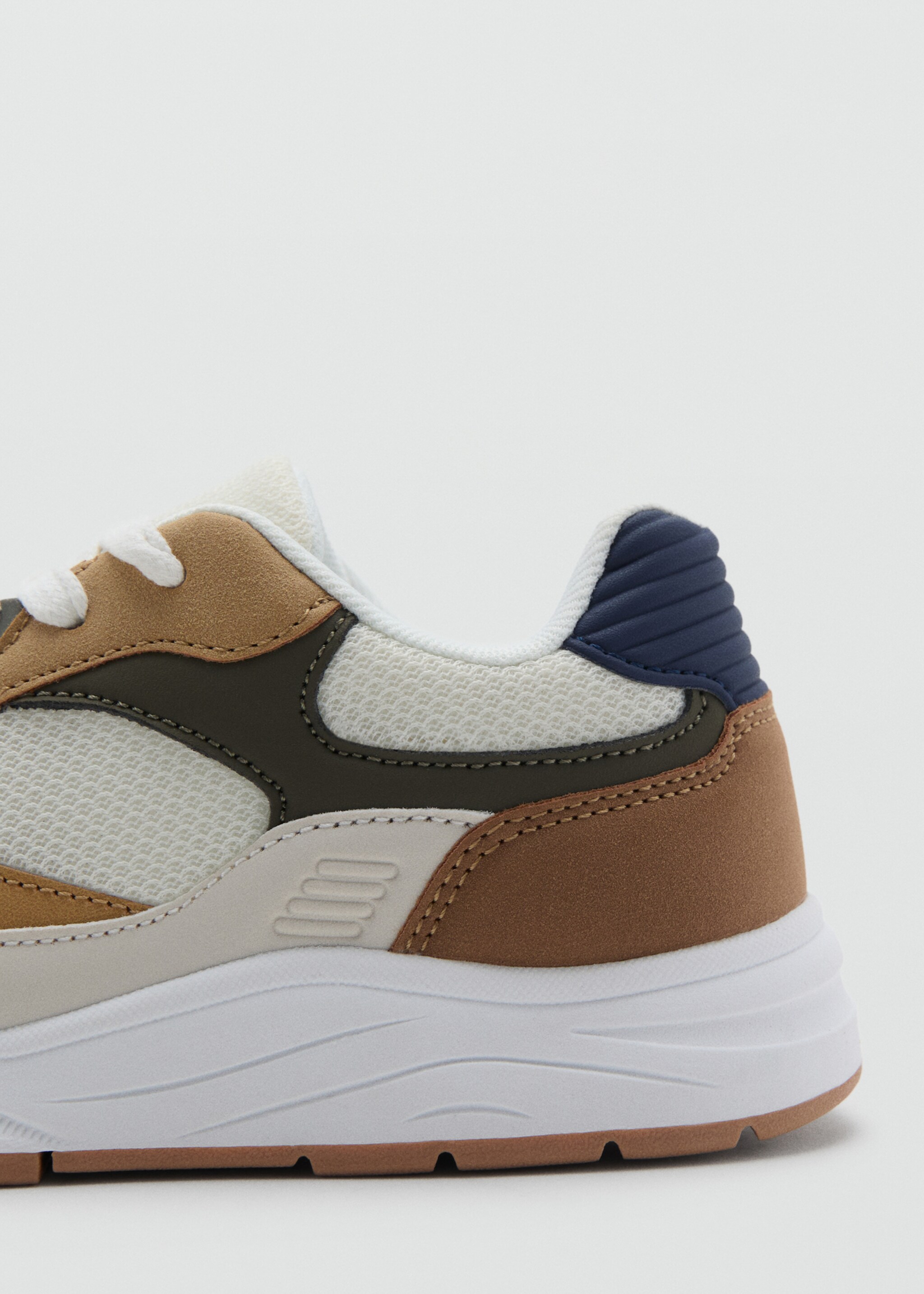 Lace-up mixed sneakers - Details of the article 1, Beige. Ref: 17085146-00.