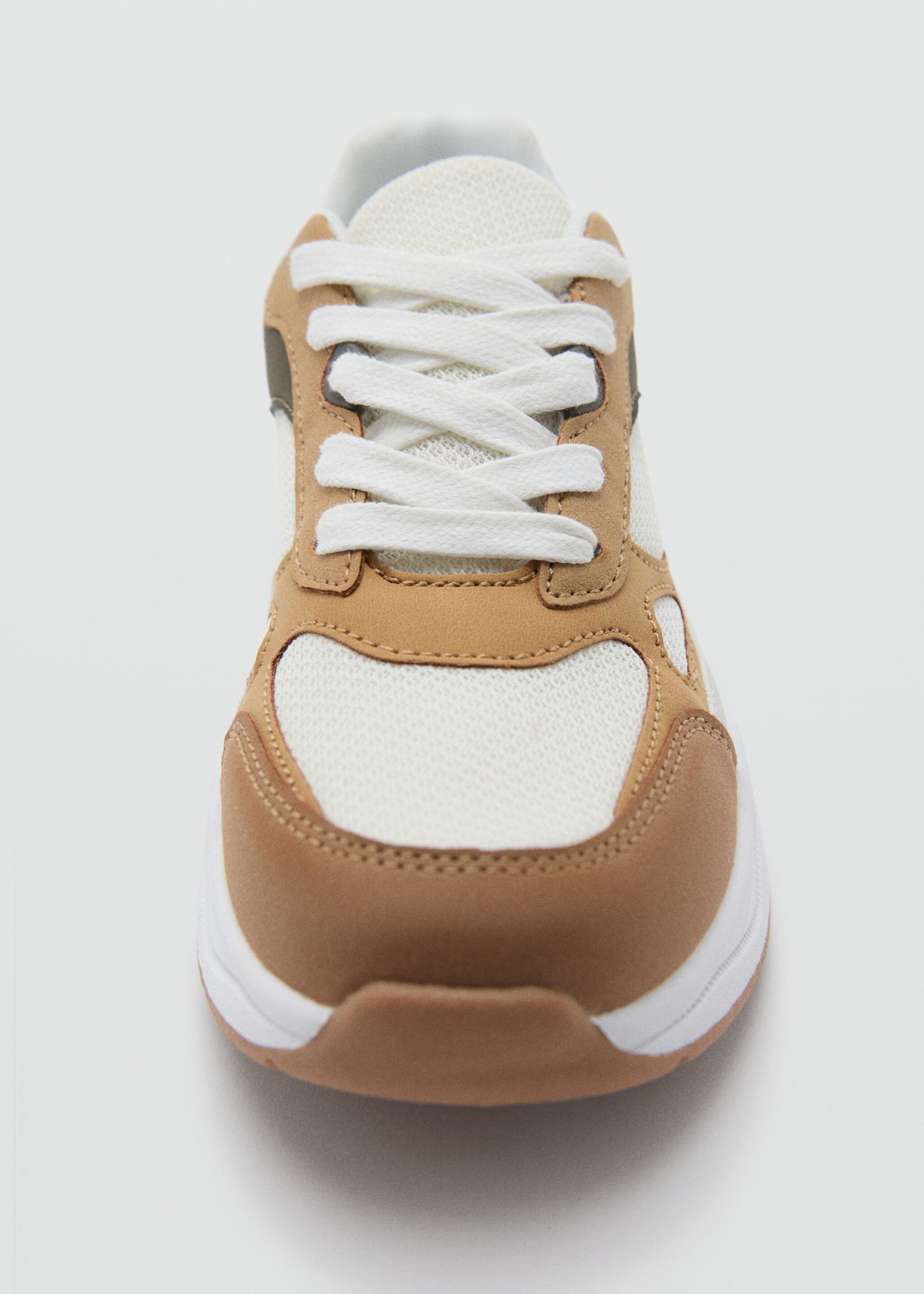 Lace-up mixed sneakers - Details of the article 2, Beige. Ref: 17085146-00.