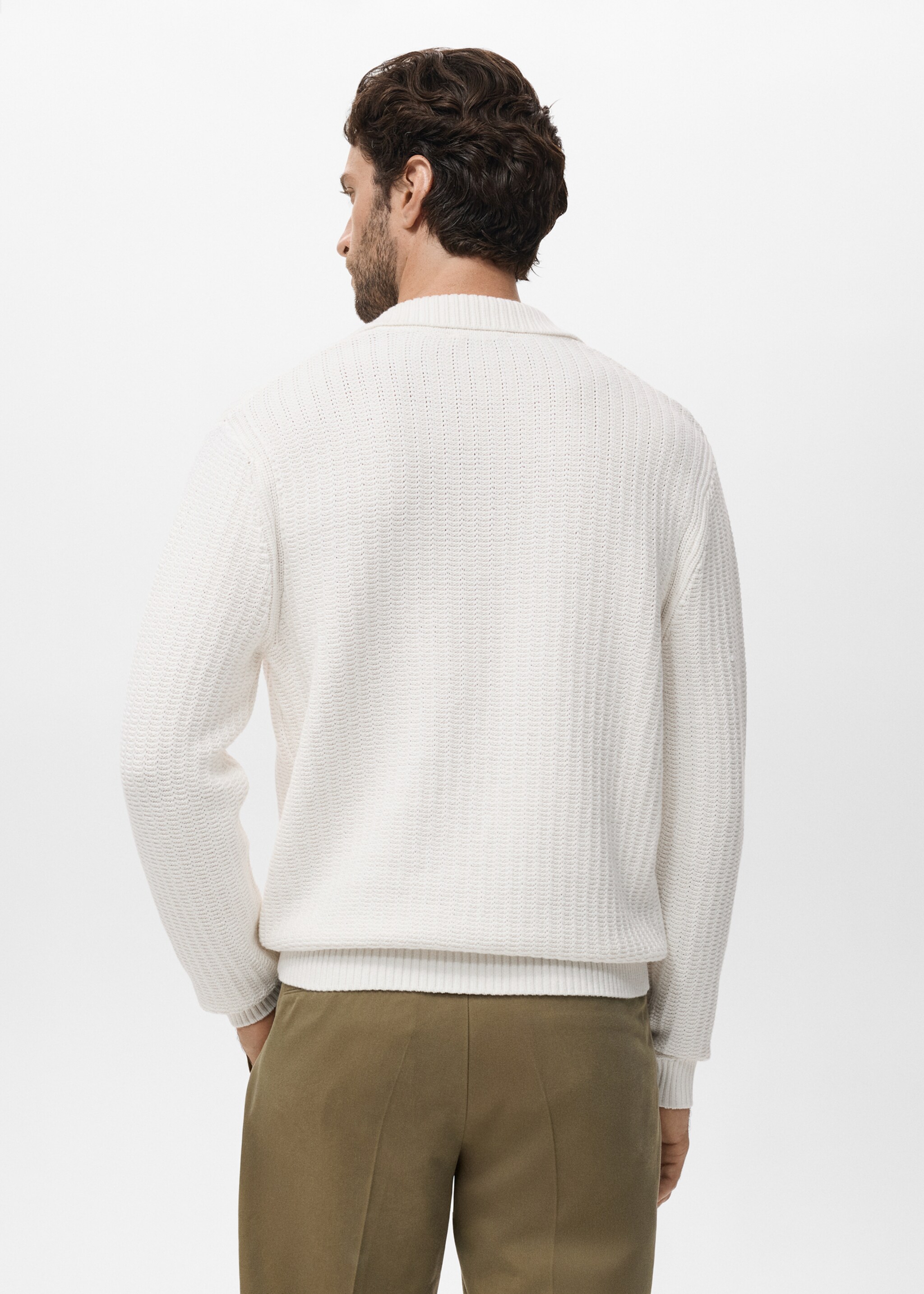 Jersey estilo polo 100% algodón - Reverso del artículo, Blanco roto. Ref: 17085147-00.