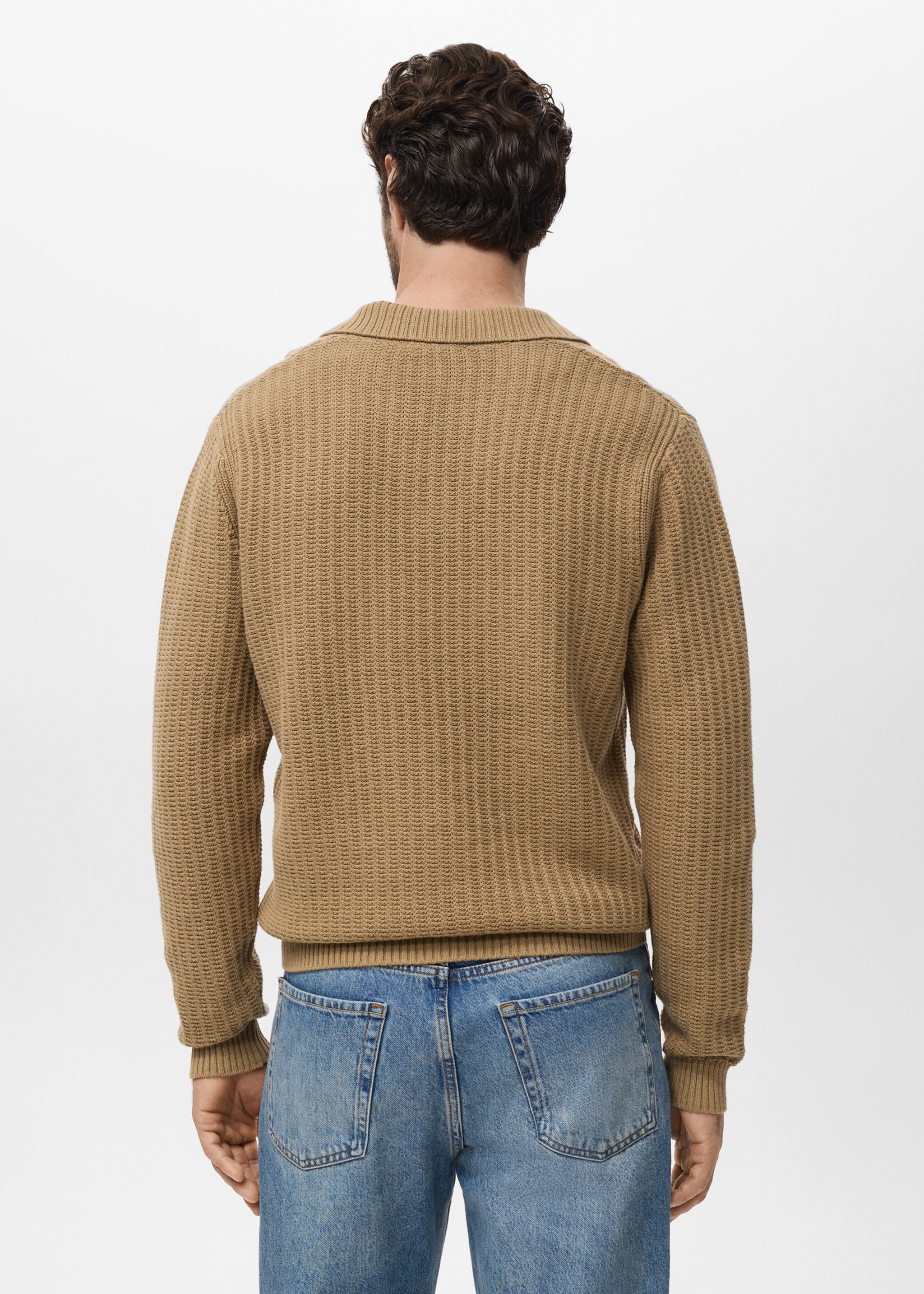 100% cotton polo-style sweater - Reverse of the article, Beige. Ref: 17085147-00.