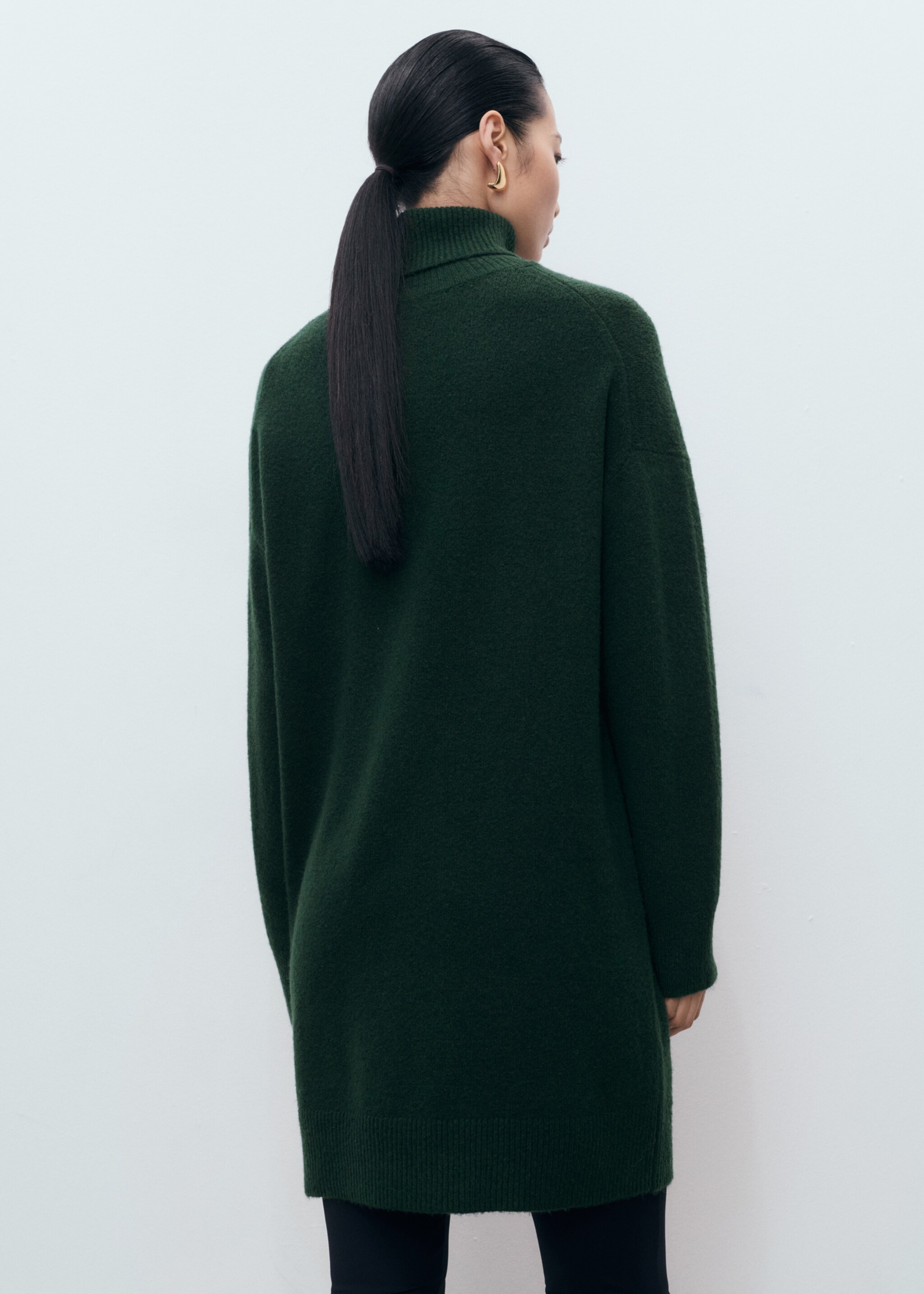 Robe courte maille col montant - Verso de l’article, Vert foncé. Ref: 17085148-00.