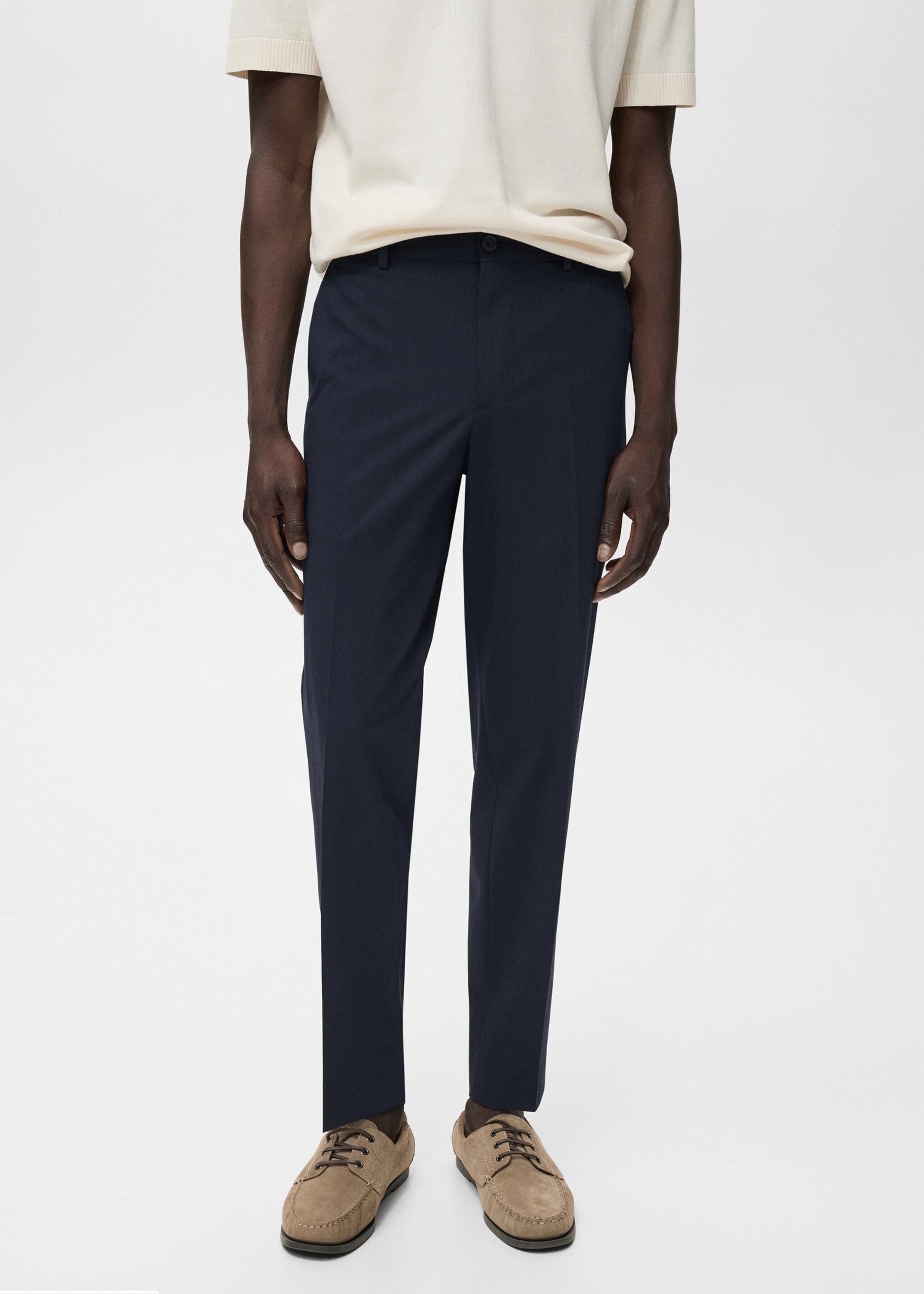 Slim-fit suit trousers - Medium plane, Navy. Ref: 17085150-00.