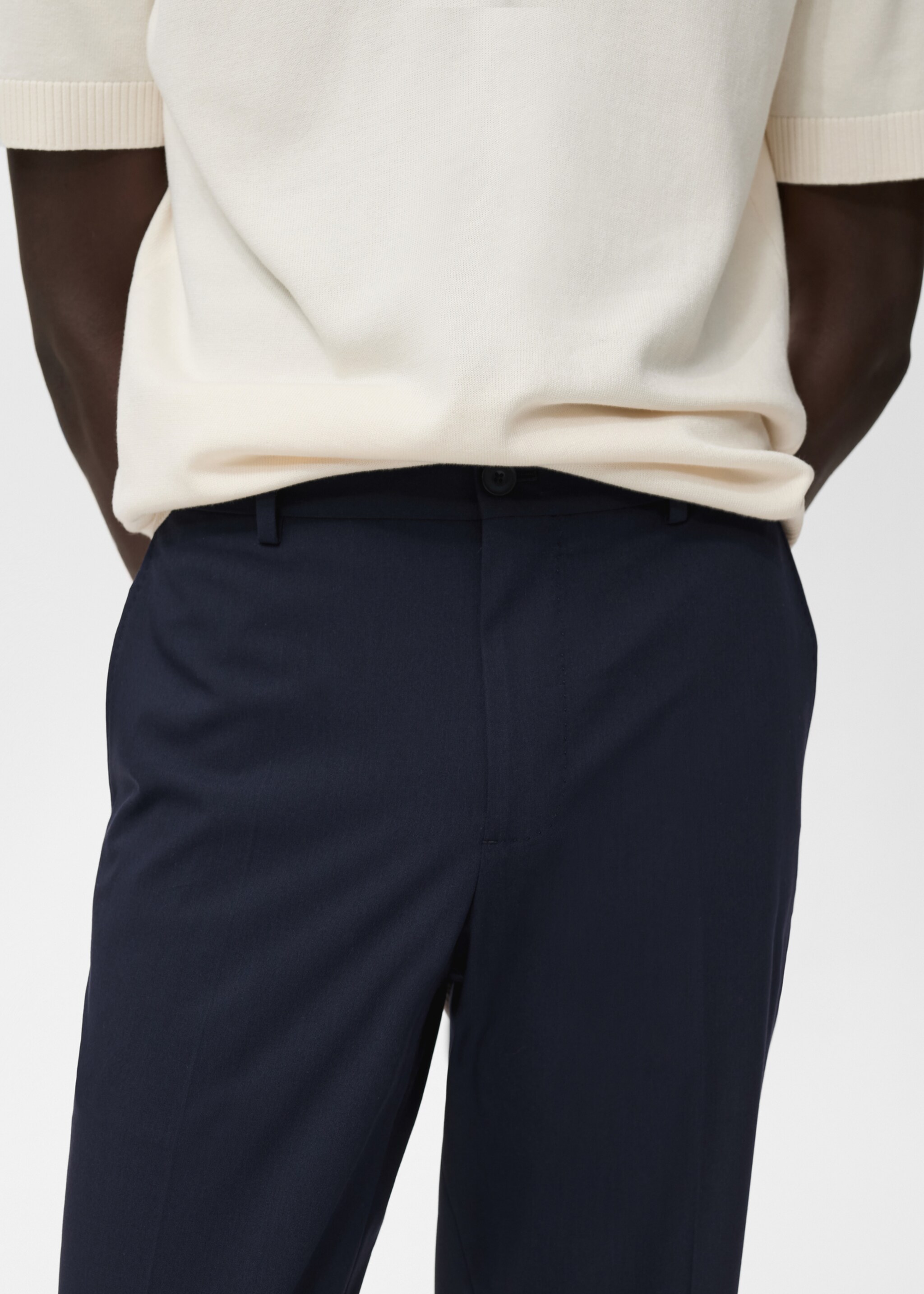 Slim-fit suit trousers - Details of the article 1, Navy. Ref: 17085150-00.