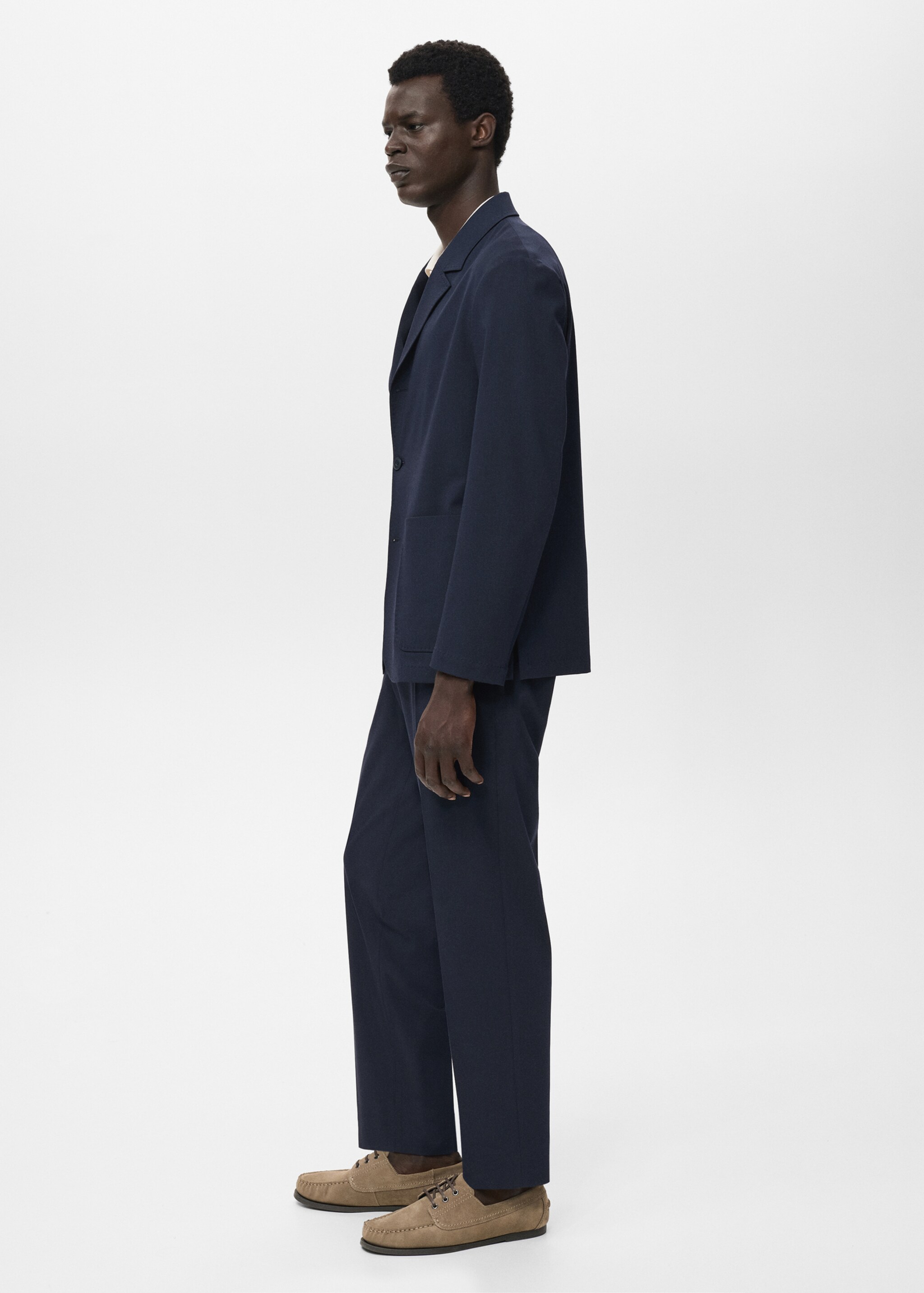 Slim-fit suit trousers - Details of the article 2, Navy. Ref: 17085150-00.