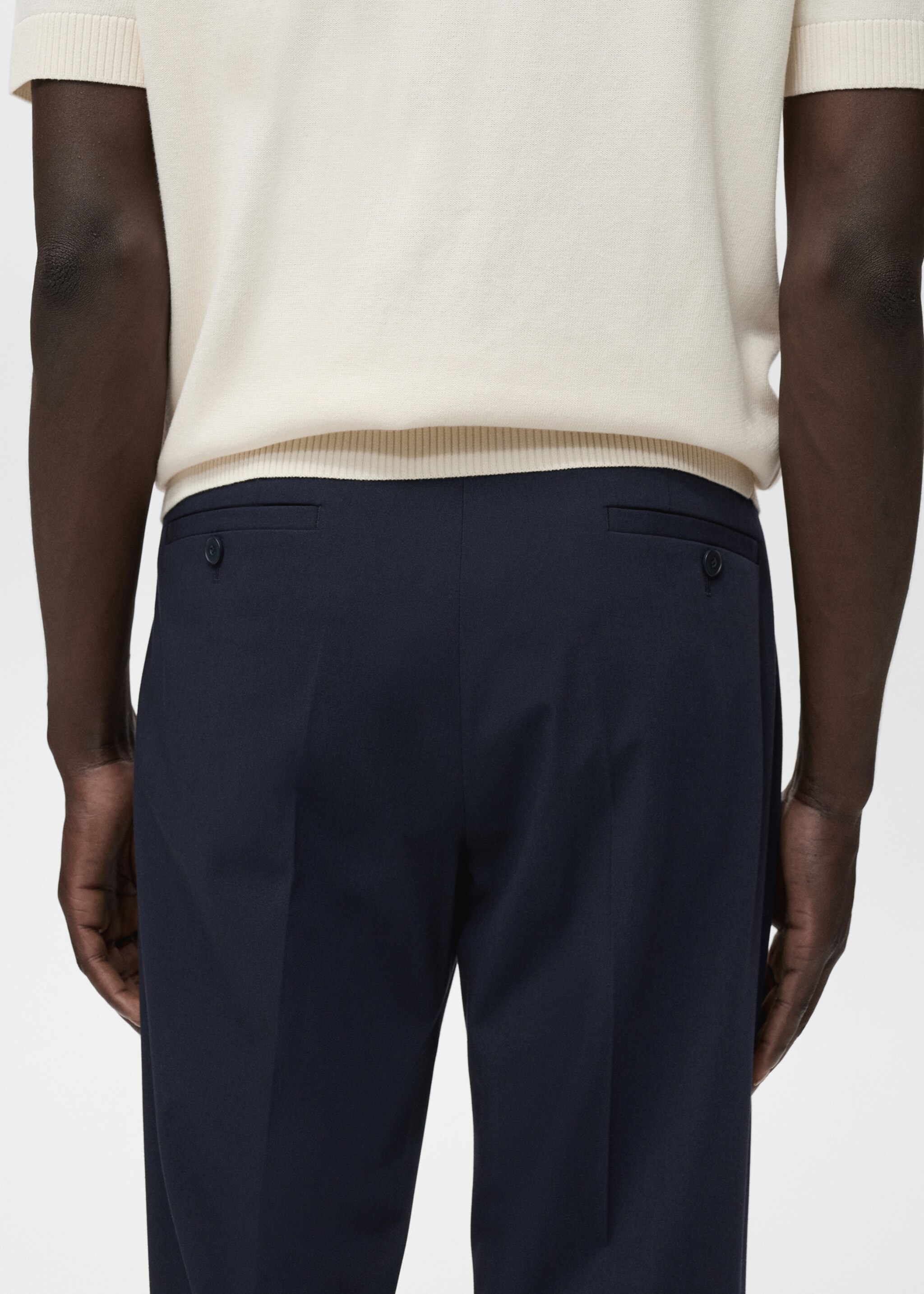 Slim-fit suit trousers - Details of the article 6, Navy. Ref: 17085150-00.