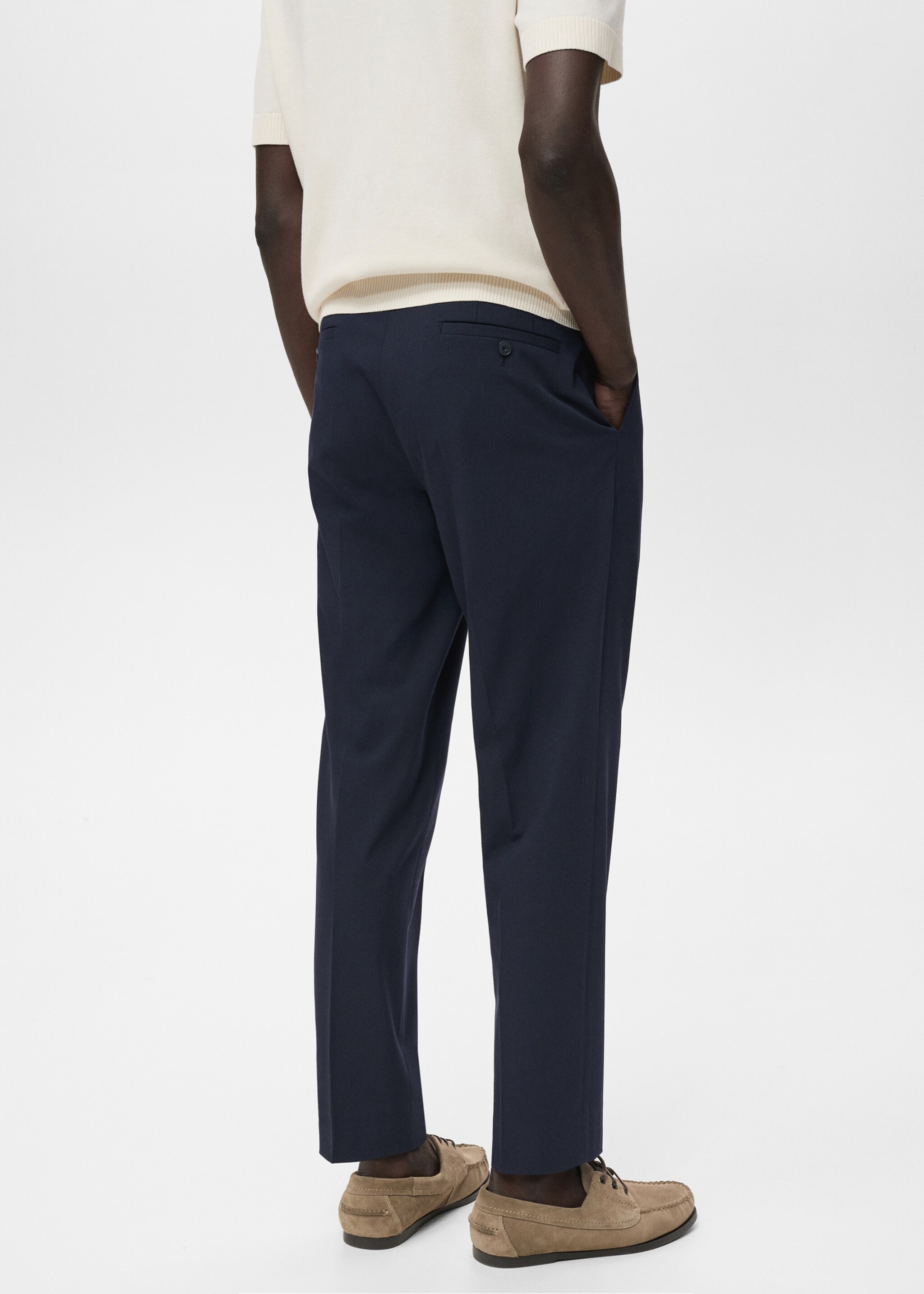 Slim-fit suit trousers - Reverse of the article, Navy. Ref: 17085150-00.