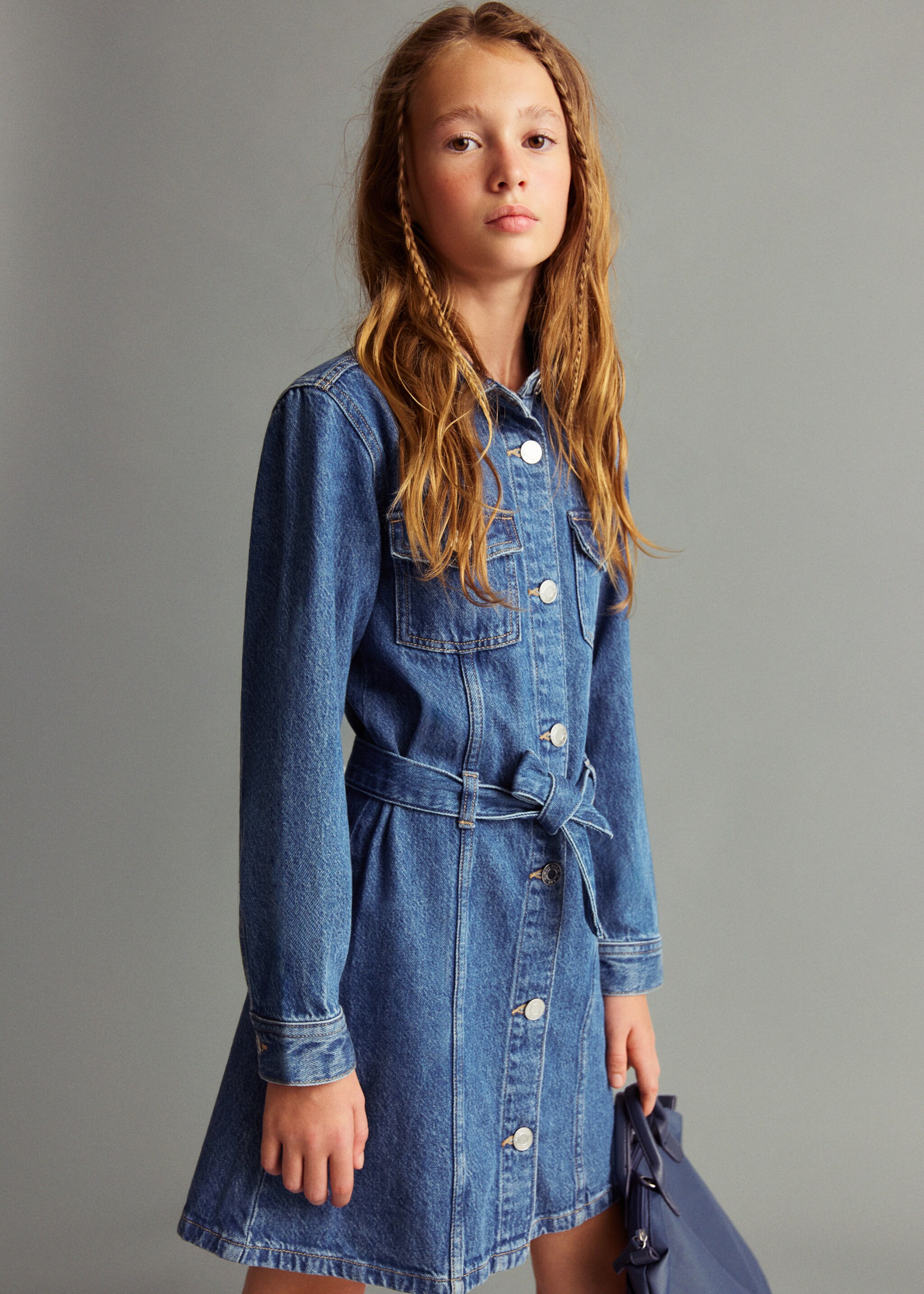 Short denim dress - Medium plane, Dark Blue. Ref: 17085151-00.