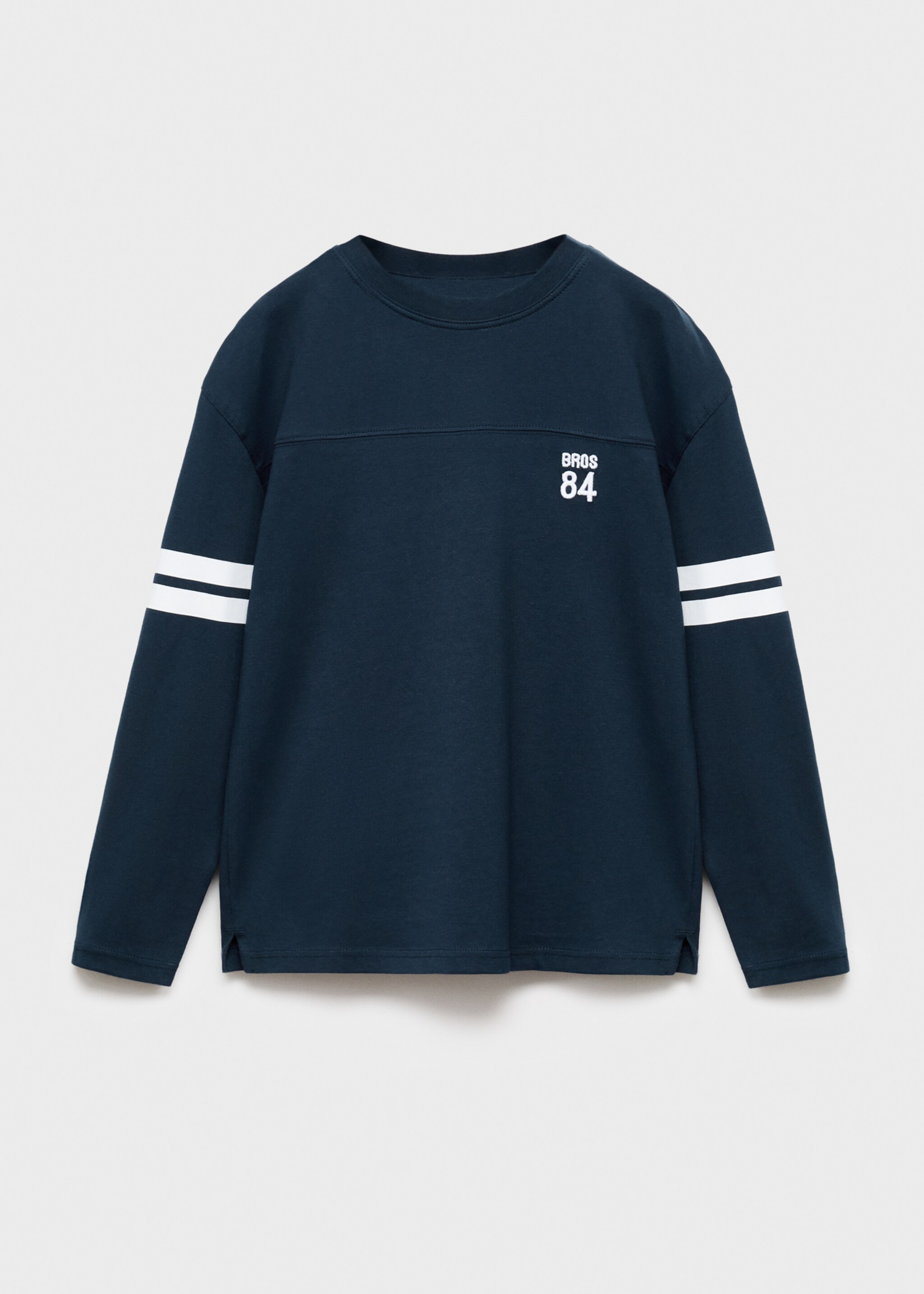 Gemustertes T-Shirt mit Stickerei - Artikel ohne Model, Marineblau. Ref: 17085155-00.