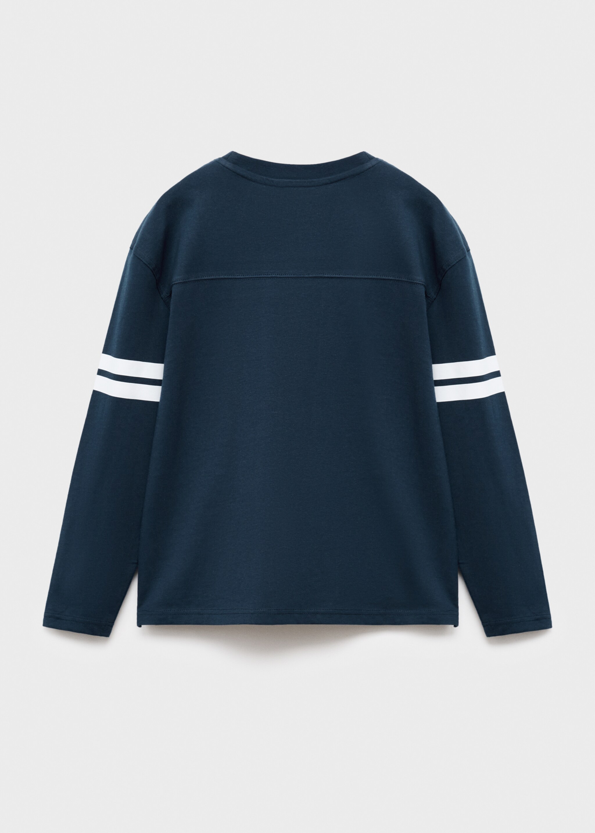 Gemustertes T-Shirt mit Stickerei - Rückseite des Artikels, Marineblau. Ref: 17085155-00.