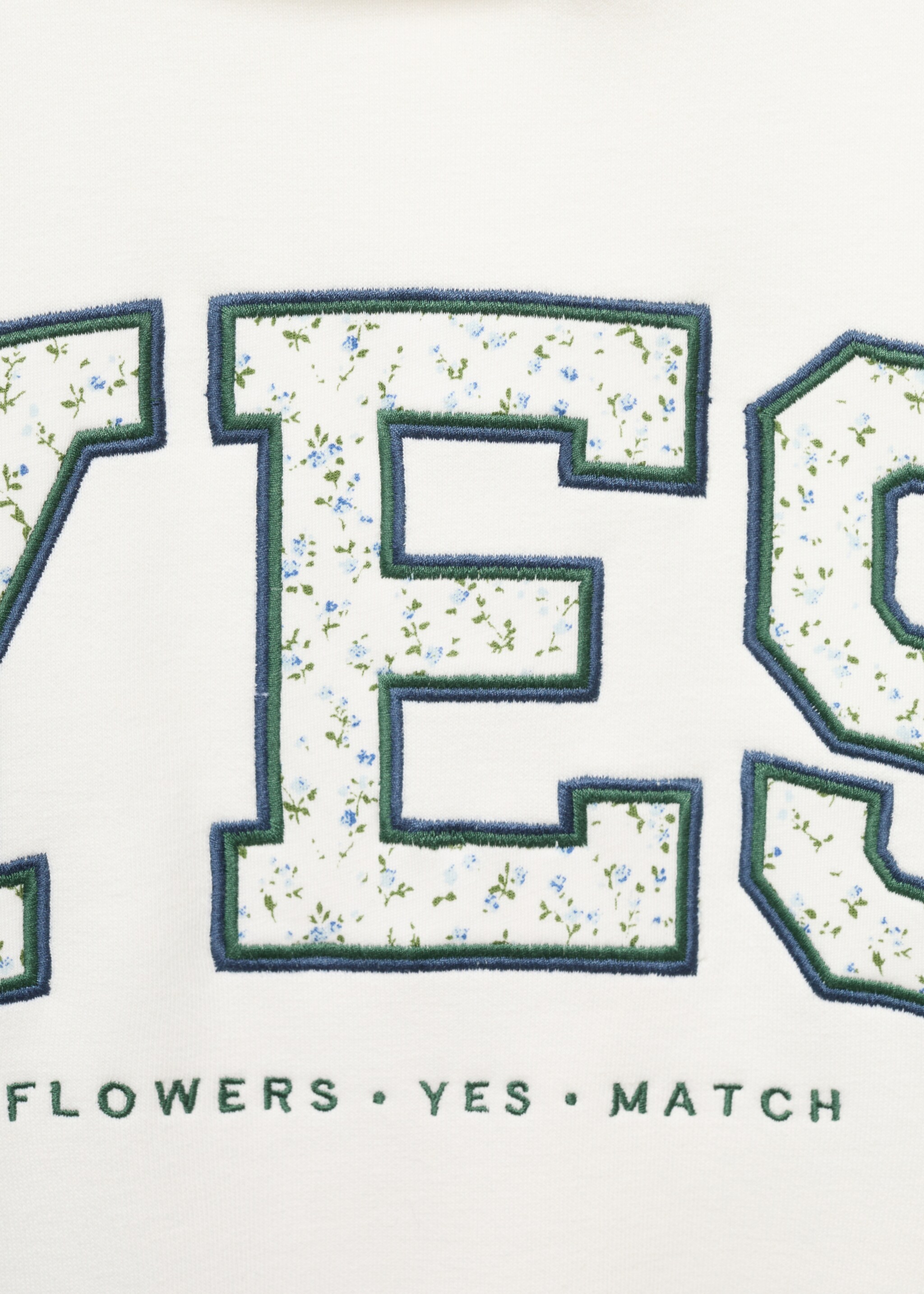 Geborduurd sweatshirt met bloemenprint - Detail van het artikel 8, Gebroken wit. Ref: 17085157-00.