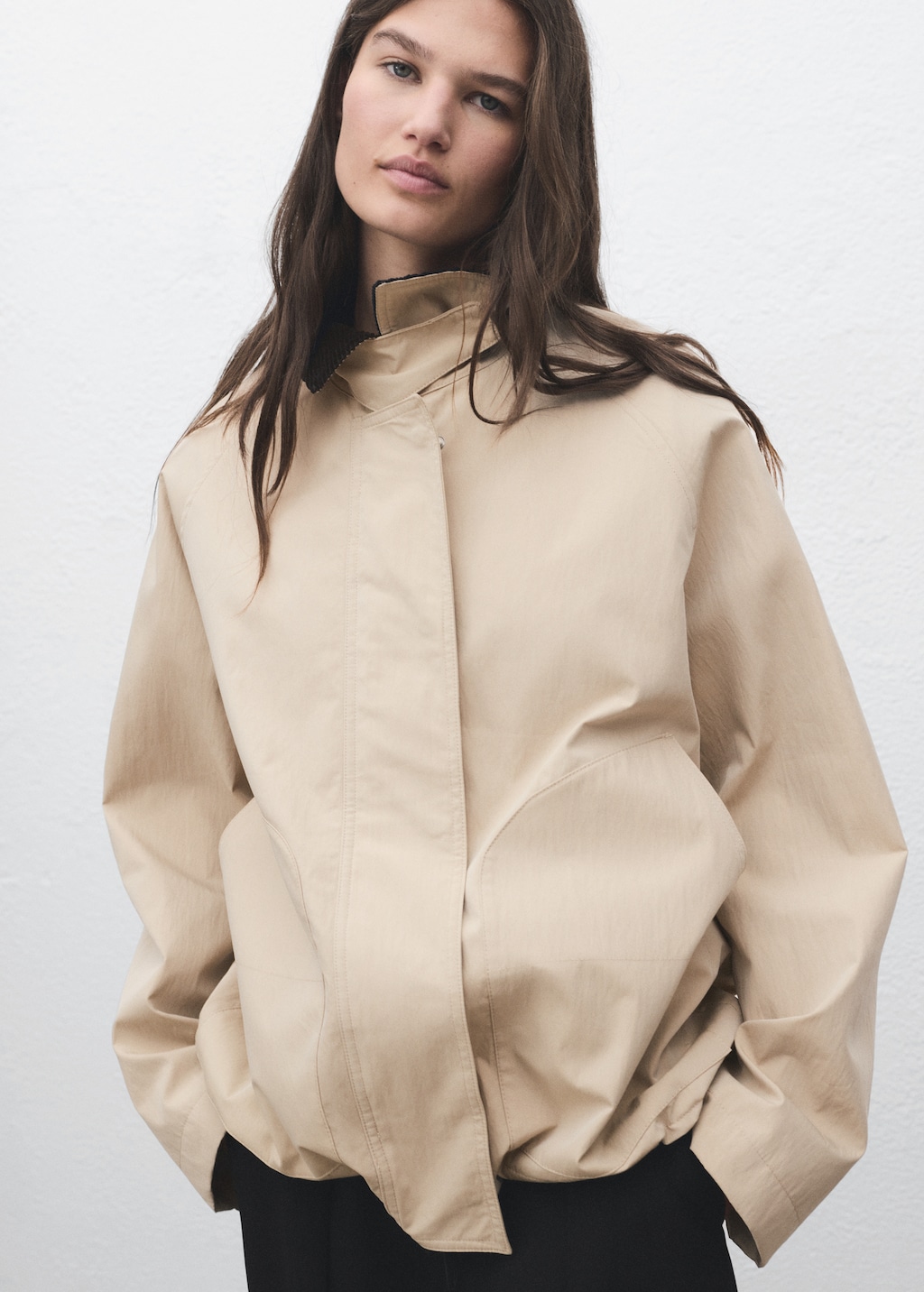 Cotton jacket with corduroy collar