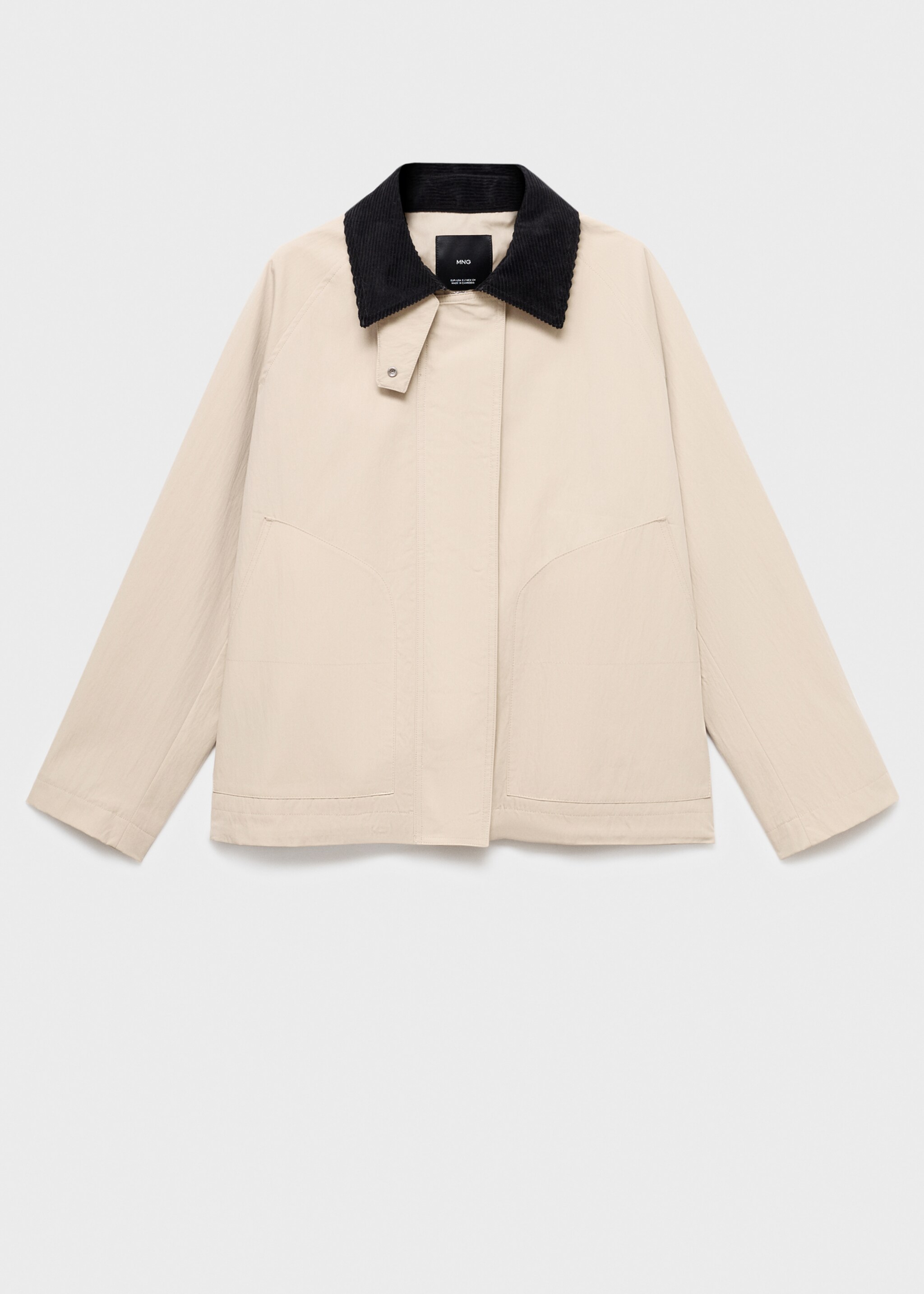 Veste en coton avec col en velours côtelé - Article sans modèle, Gris clair/pastel. Ref: 17085160-00.