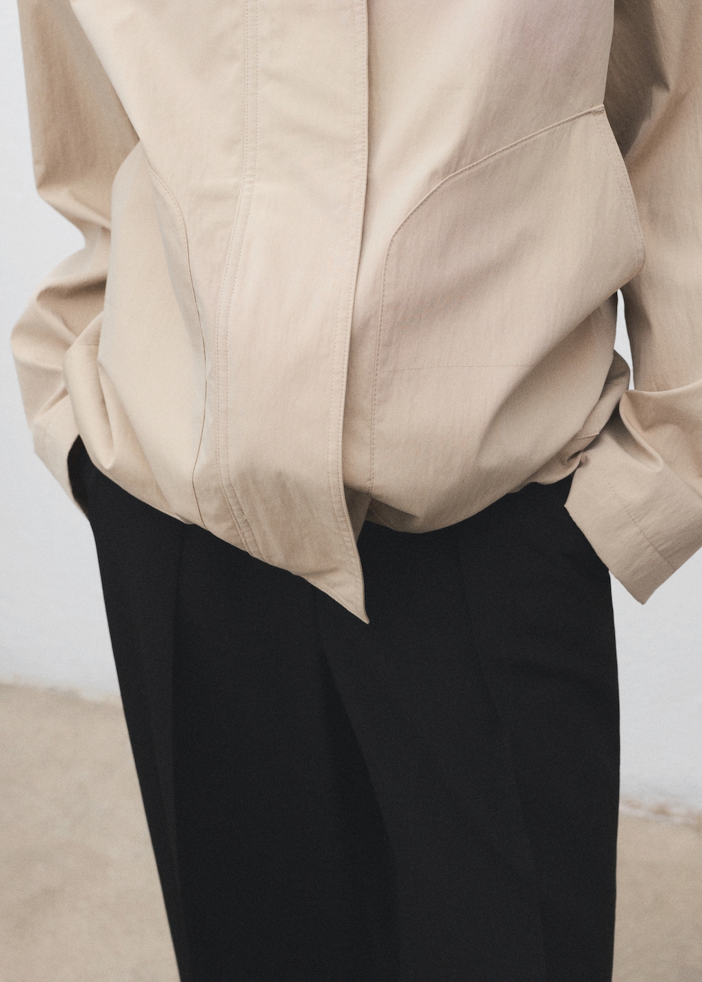 Cotton jacket with corduroy collar