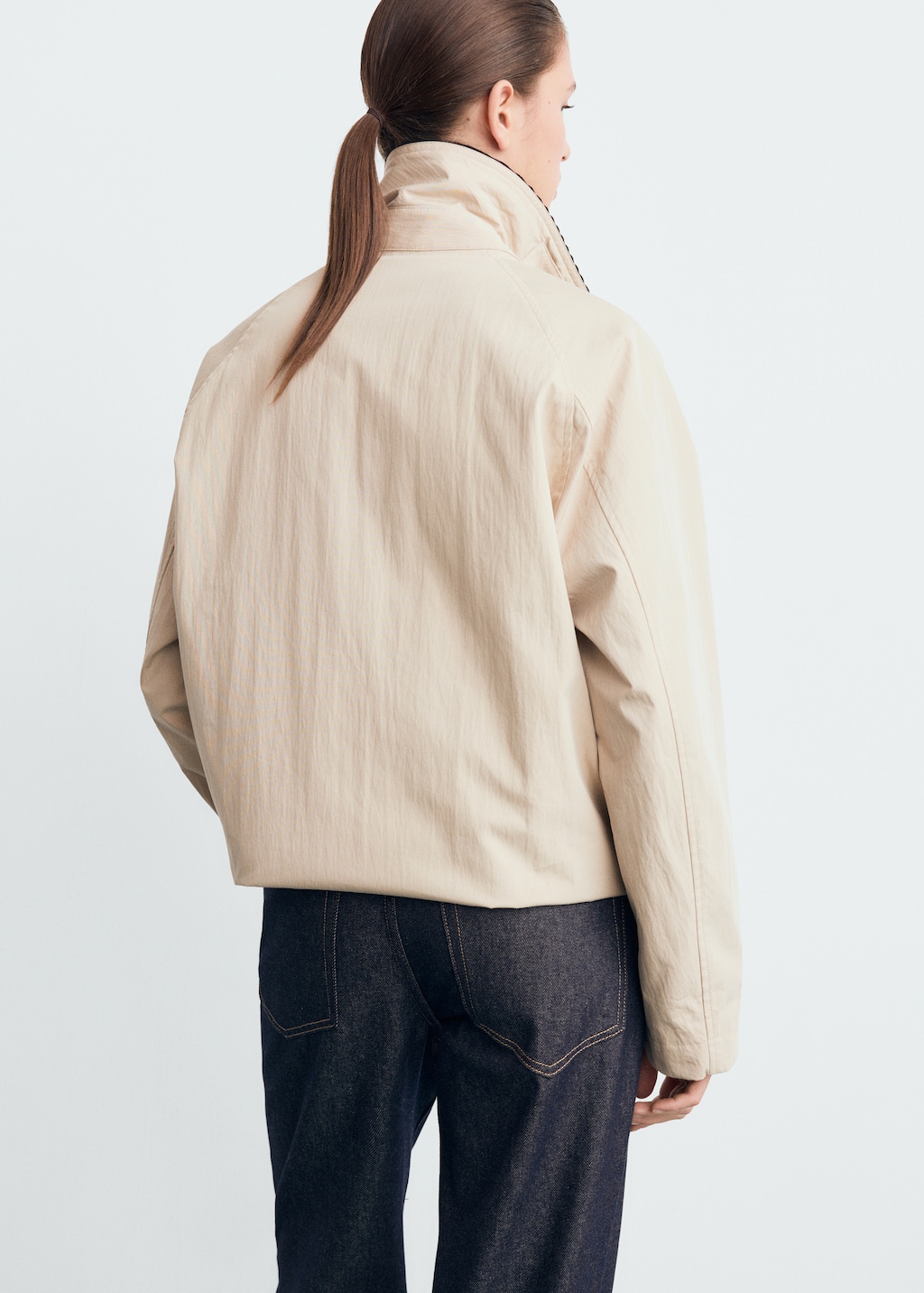 Cotton jacket with corduroy collar