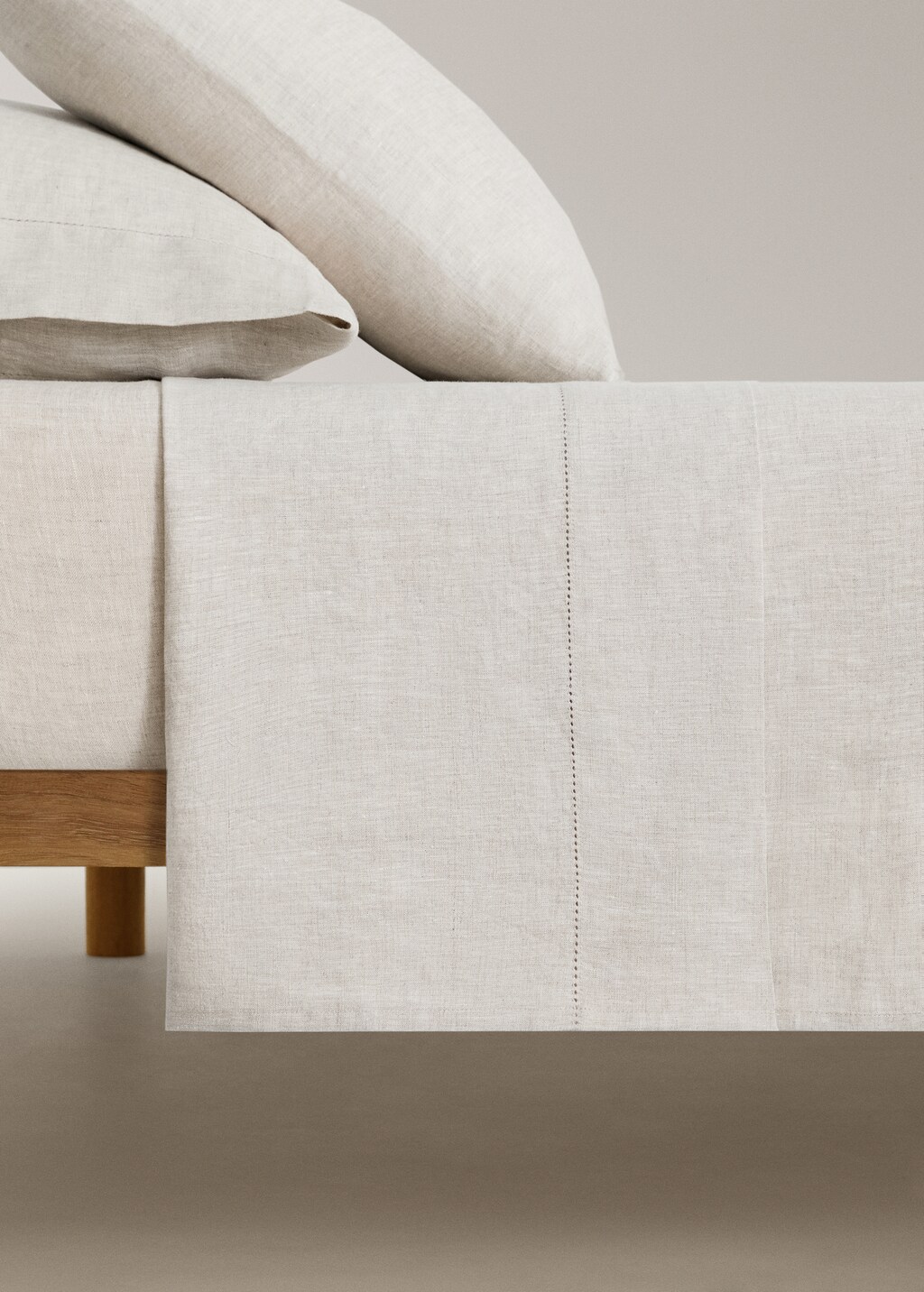 Washed linen children’s top sheet with hemstitch for 90 cm bed