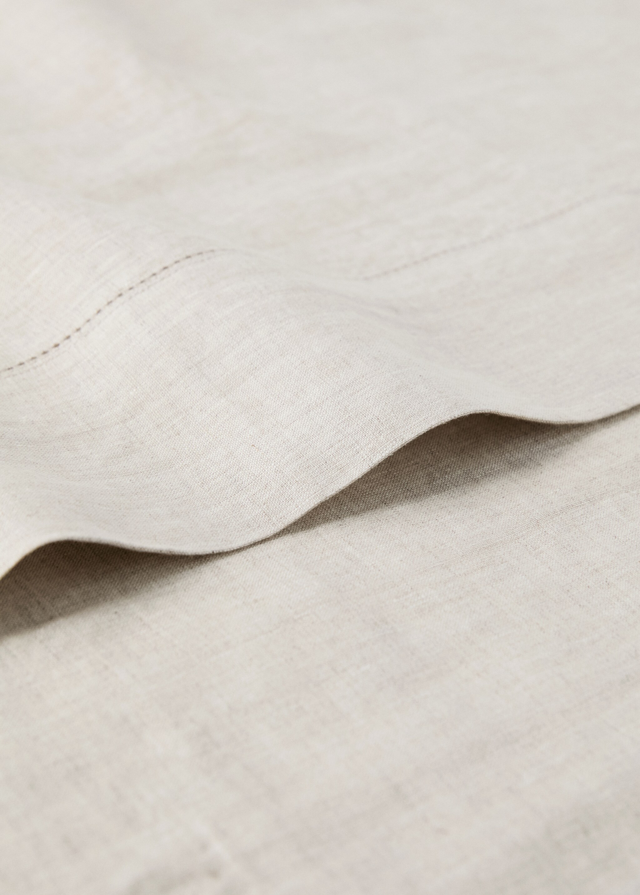 Washed linen children’s top sheet with hemstitch for 90 cm bed - Details of the article 1, Beige. Ref: 17085165-00.