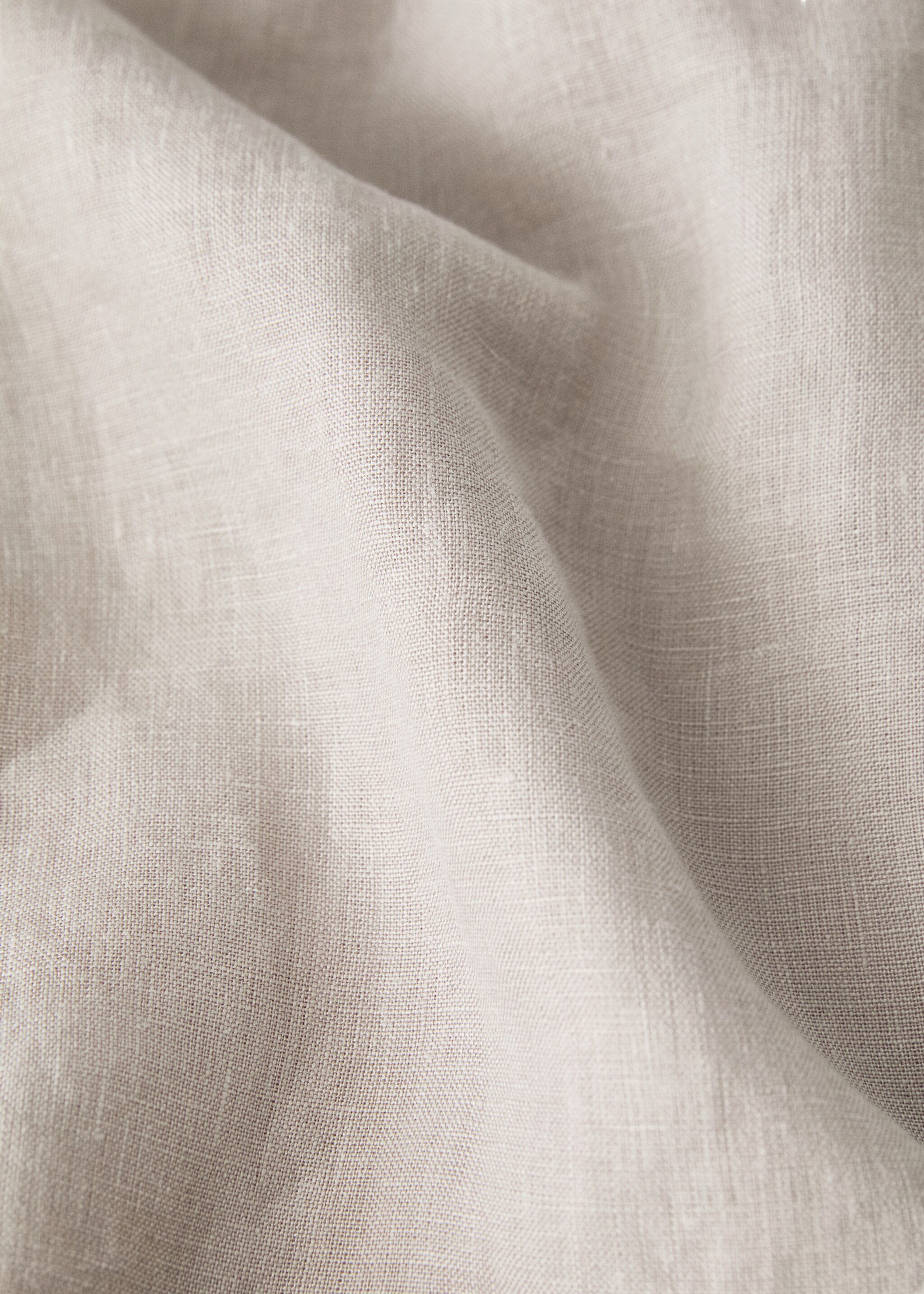 Washed linen children’s top sheet with hemstitch for 90 cm bed - Details of the article 2, Medium Brown. Ref: 17085165-00.